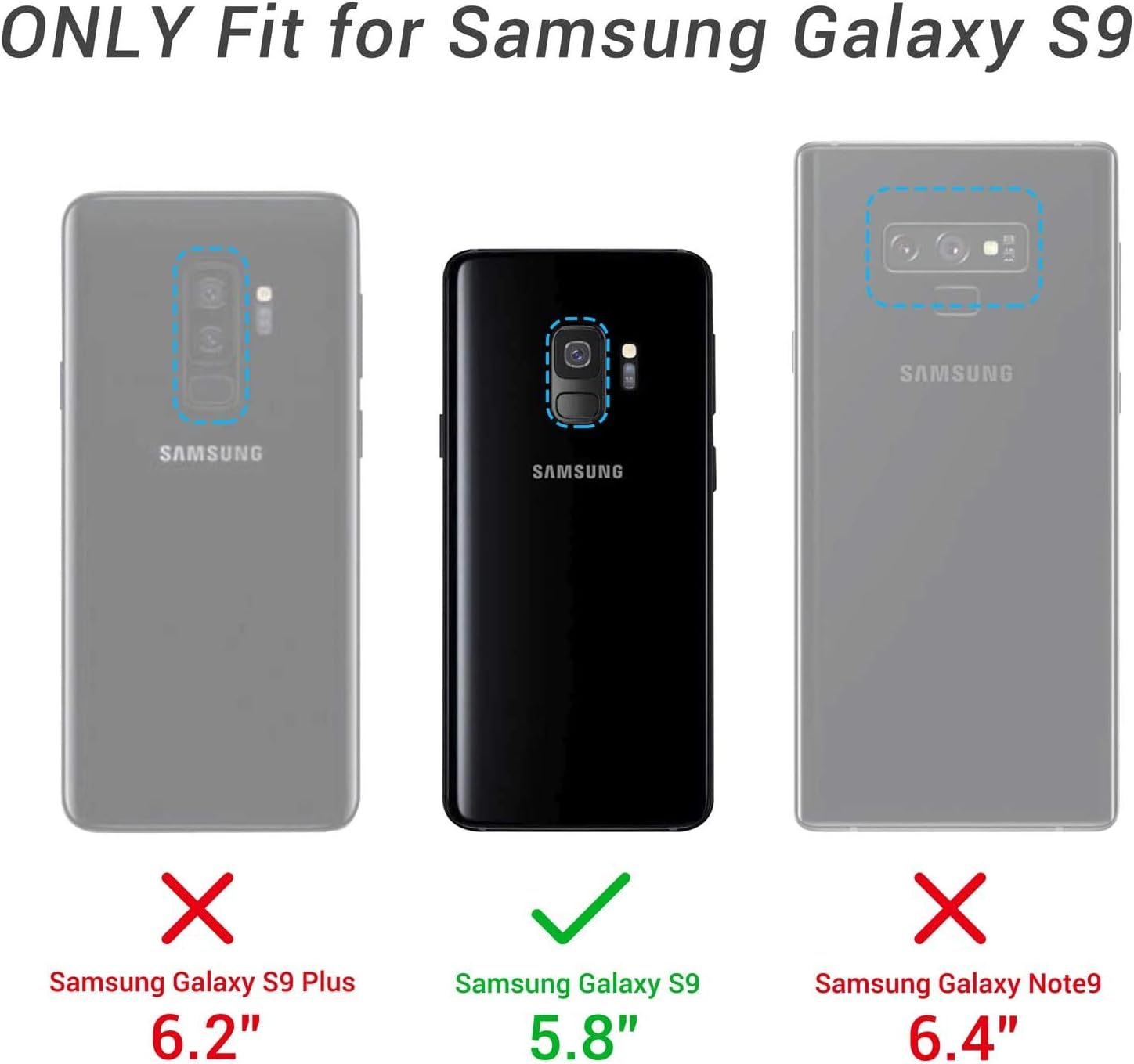 YmhxcY Funda para Galaxy S9, Samsung S9 con protector de pantalla curvado 3D, funda de grado armadura con soporte giratorio, antideslizante,