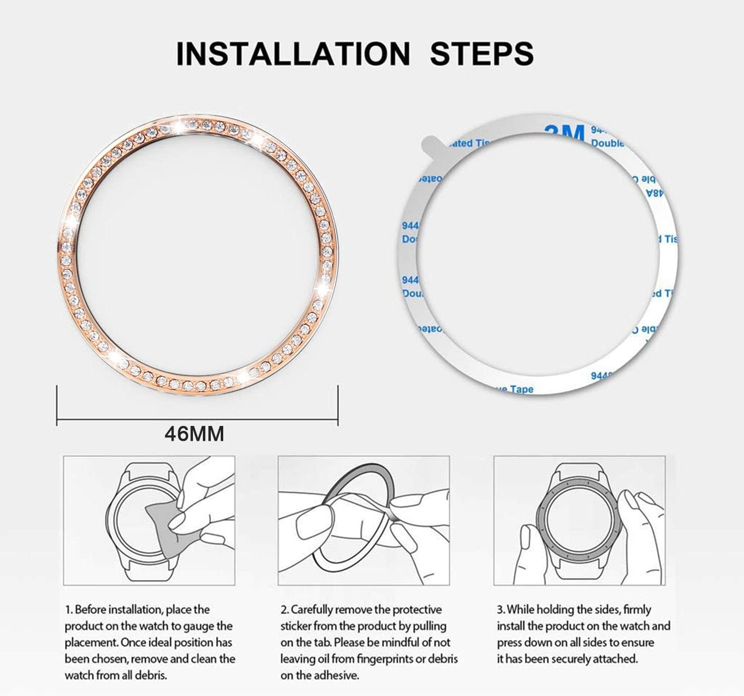 Fundas compatibles con Samsung Gear S3 FontierClassicGalaxy Watch 1.811 inGalaxy Watch 4 Classic 1.811 in, Bling Diamon + Rhombus cubierta de anillo