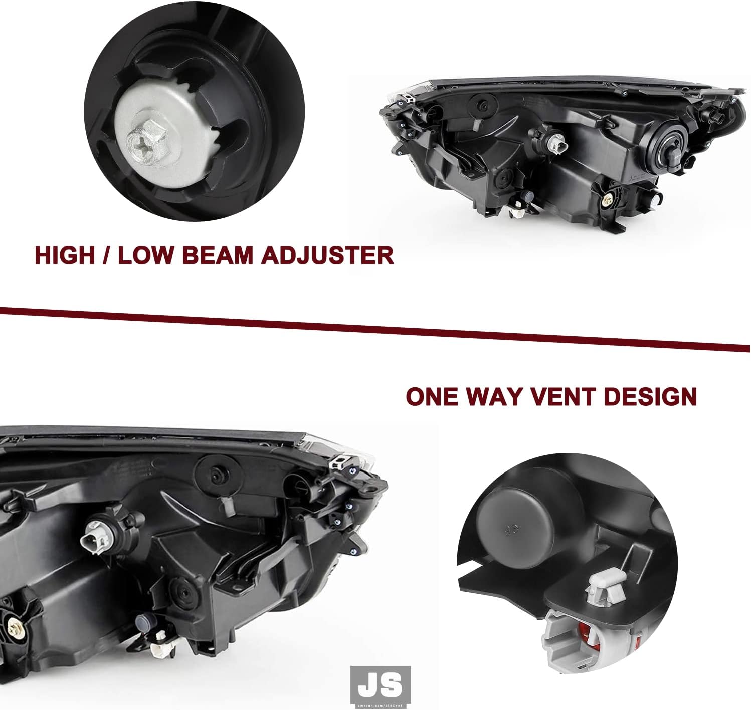 JSBOYAT Reemplazo del conjunto de faros delanteros de proyector para Toyota RAV4 2016-2018, no compatible con modelo LED, carcasa negra del lado del