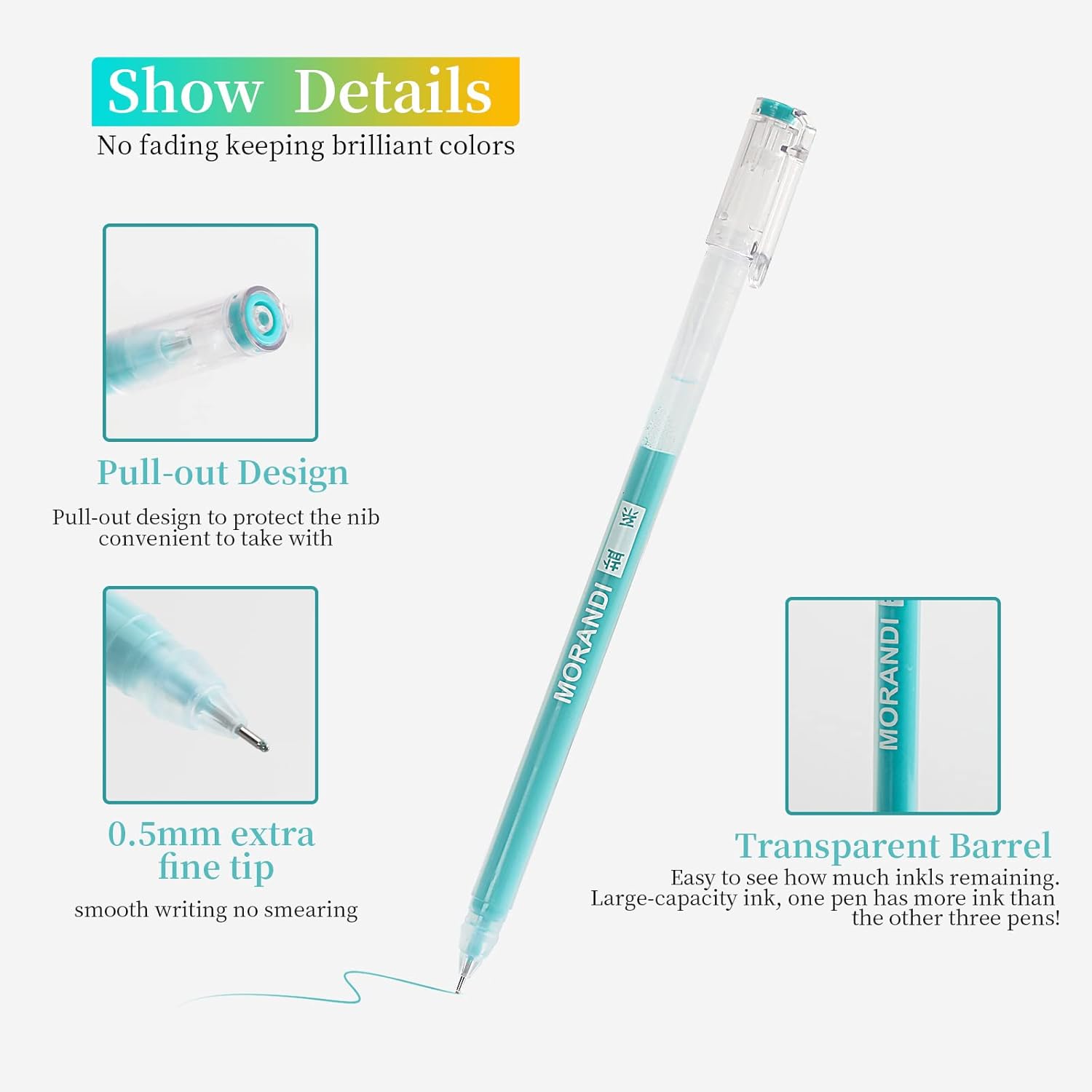 HysmmxHer Bolígrafos para colorear de diario de 0.020 in, juego de 9 bolígrafos de colores arcoíris surtidos para adultos, caligrafía para colorear,