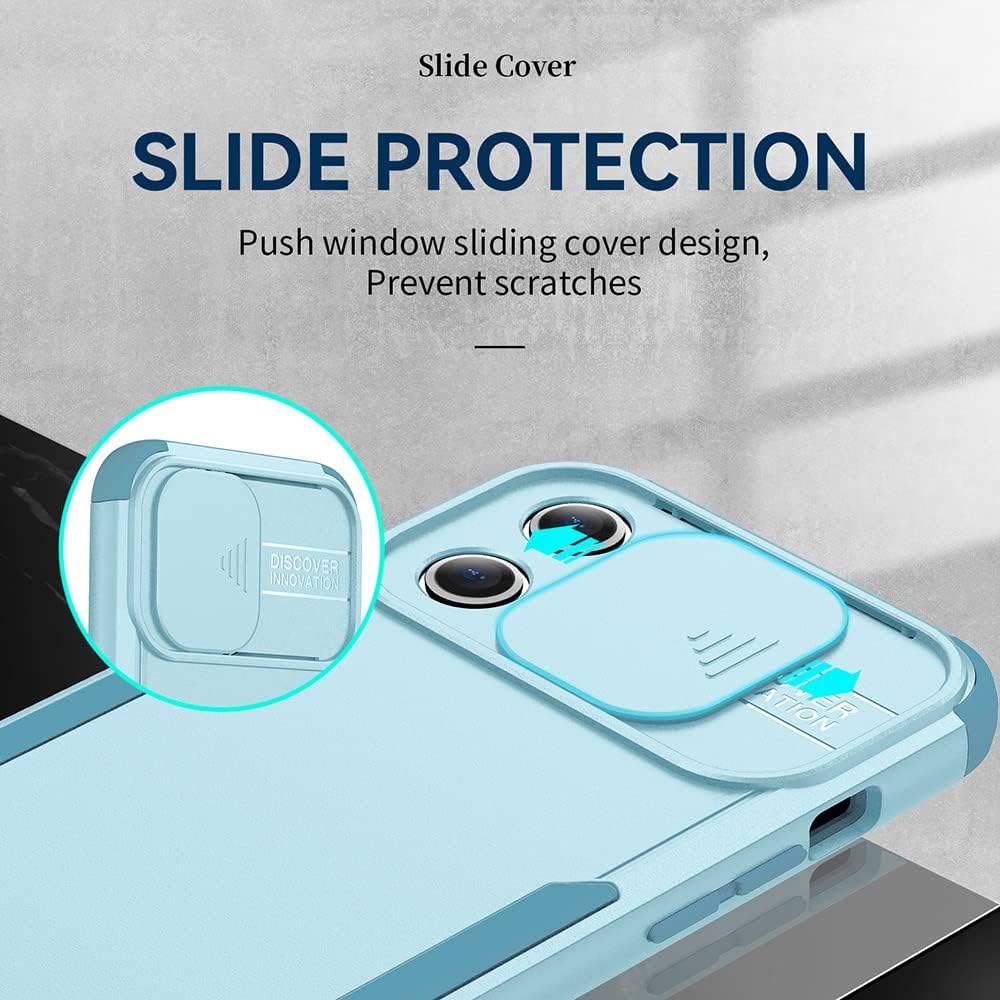 YAUPON Funda para iPhone 13 Pro con cubierta para cámara deslizante, grado militar, resistente a los golpes, funda resistente para iPhone 13 Pro