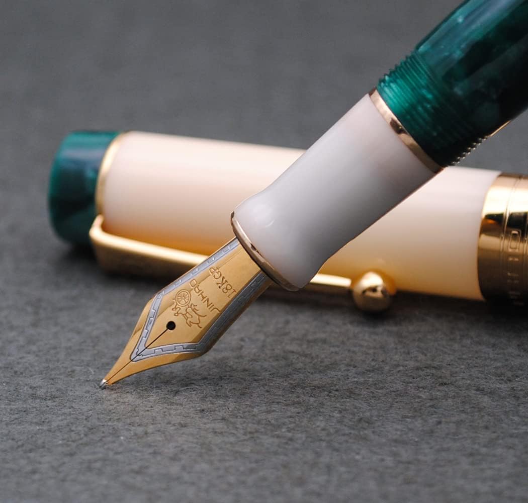 JINHAO 100 – Pluma estilográfica con convertidor de tinta (punta media 0.028 in, verde marino profundo-A)