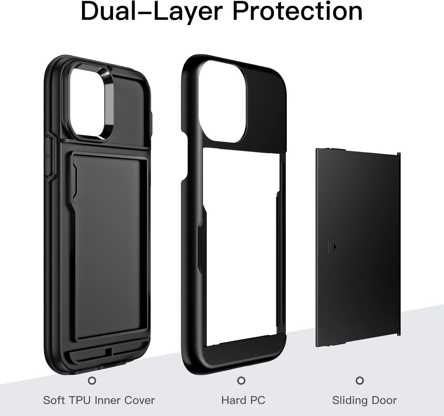 JETech Funda tipo cartera para iPhone 13 Pro de 6.1 pulgadas con soporte para tarjetas, funda protectora de doble capa a prueba de golpes, ranura
