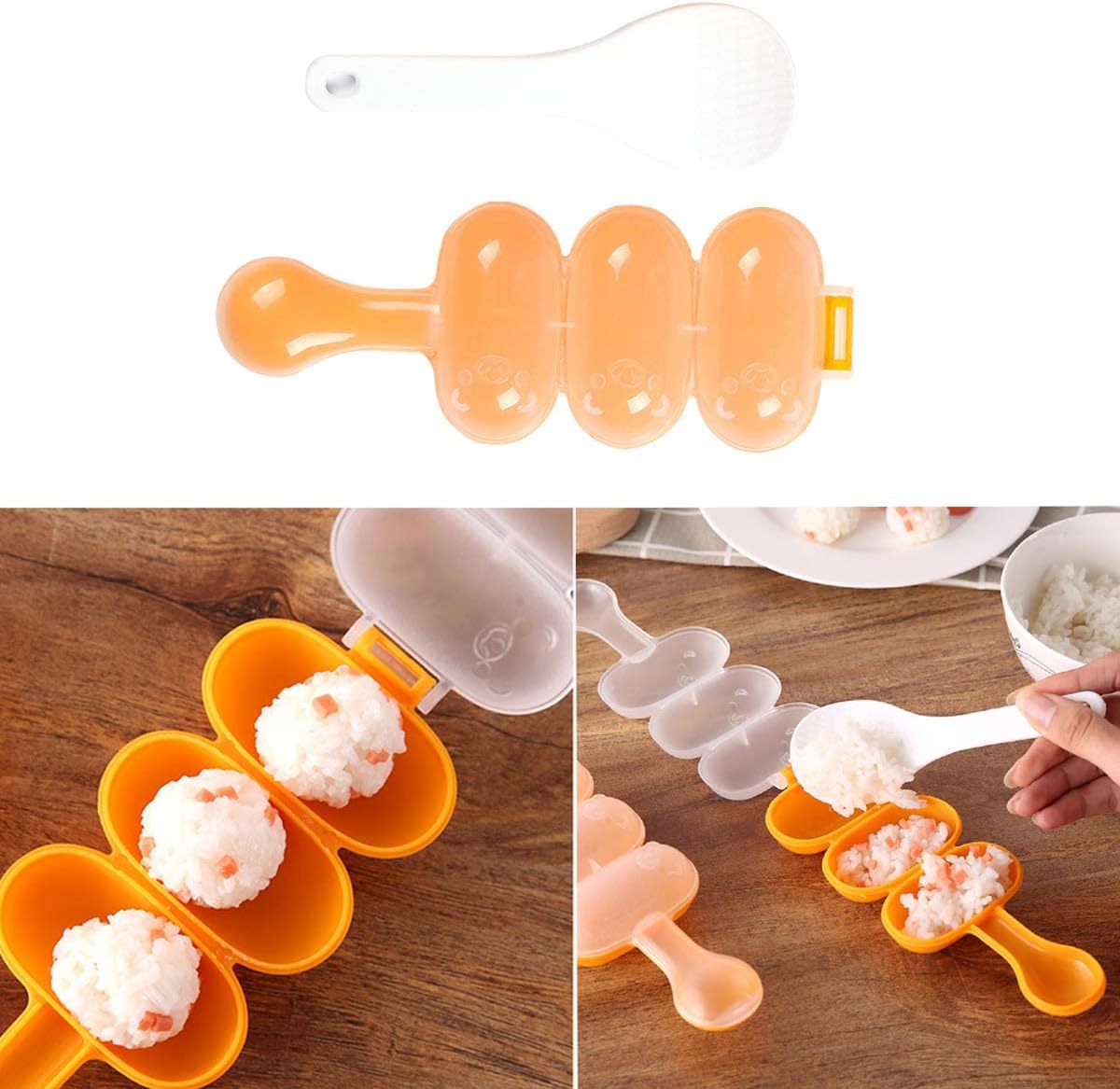 Molde de bola de arroz para batido de sushi, molde de sushi con formas de animales (3 piezas + 1 pieza) herramienta de bricolaje herramienta de