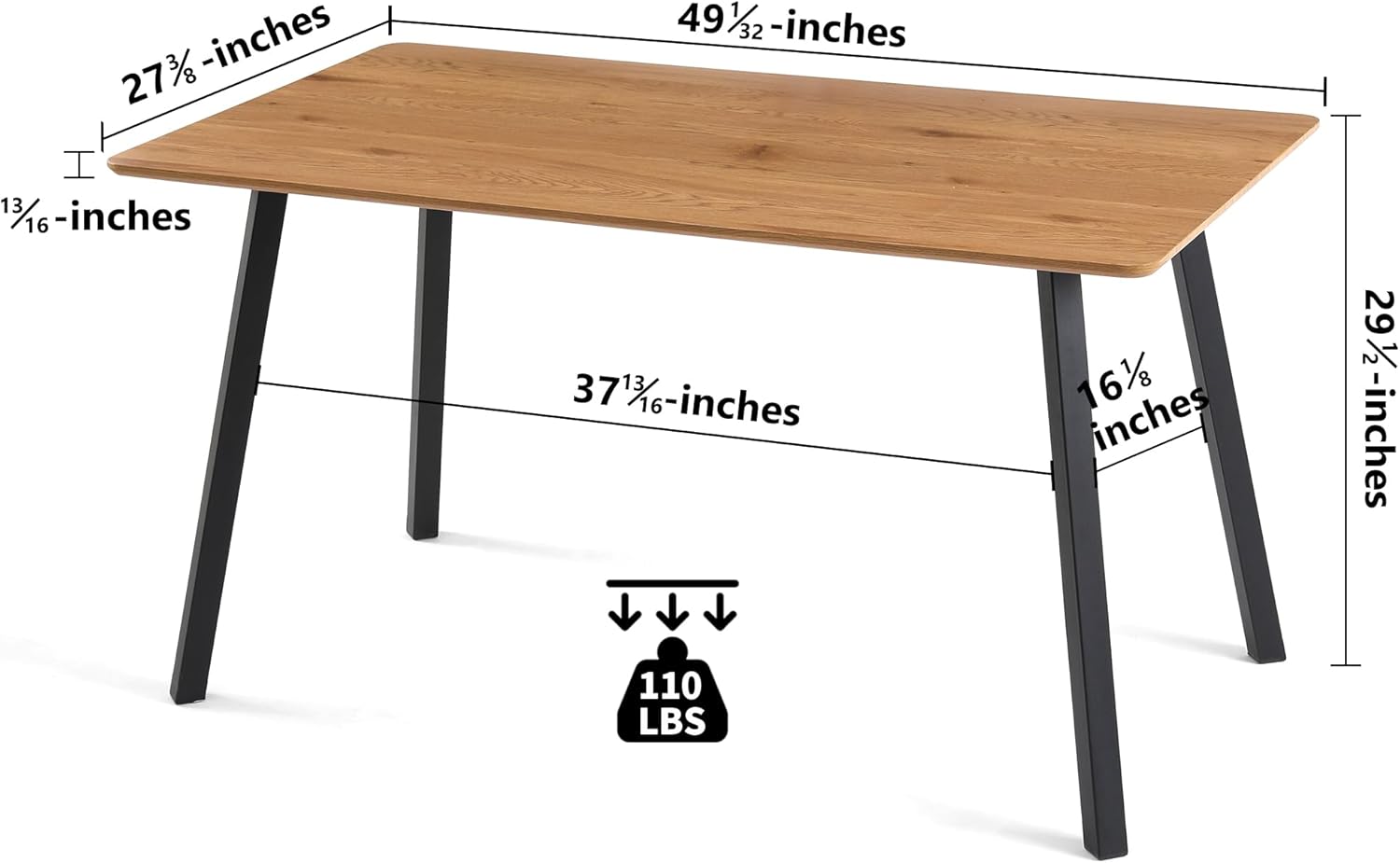 Homedot Mesa de comedor de 49 pulgadas para 4-6 personas, moderna mesa de cocina de madera sintética, mesa de comedor de MDF con marco de metal para