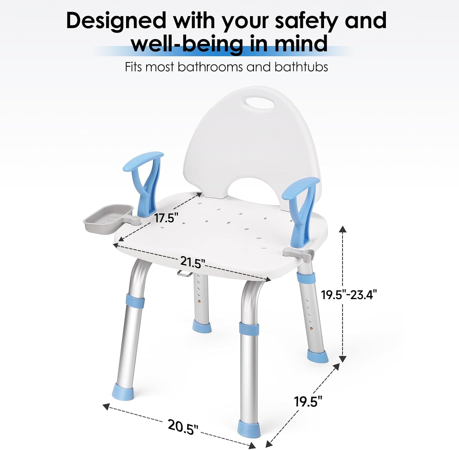 Ambliss Silla de ducha giratoria de 360 para ducha interior, asiento de ducha con ruedas médicas para personas mayores, soporta hasta 450 libras,