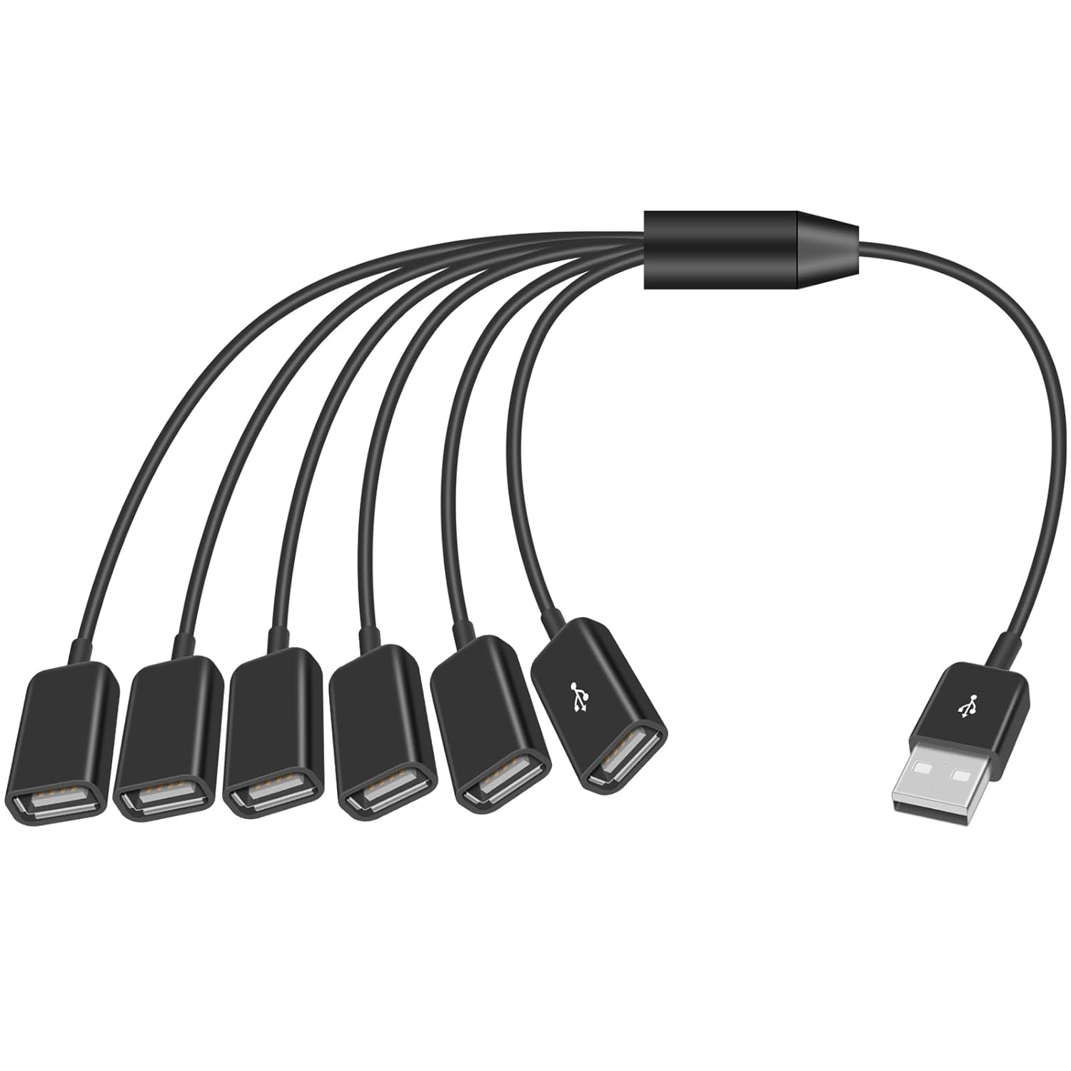 Duttek Divisor USB A macho a 6 hembras USB 1.65FT19.7 in, USB Y Splitter Soporte de carga y transferencia de datos para TV, teclado USB, portátil (1
