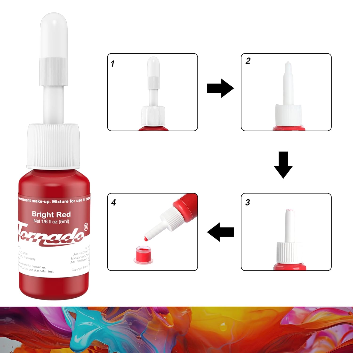 Juego de tinta de tatuaje, 7 colores de tinta de tatuaje permanente 0.2 fl oz0.18oz para suministros de tatuaje corporal TI4202-5-7