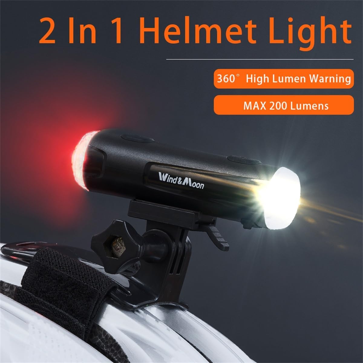 Bike Helmet Light 2 in 1,Cycling Helmet Headlight Taillight Front and Rear Bike Lighting Rechargeable 360 Warning Lights with IP66 Waterproof USB