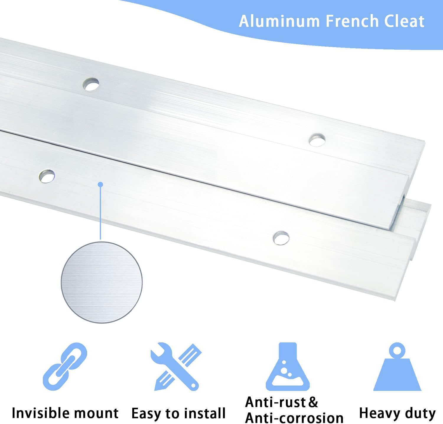 Tacos franceses de 18 pulgadas, soportes de montaje en pared de aluminio resistente para colgar fotos, espejo, estante, cabecera, panel o pizarra