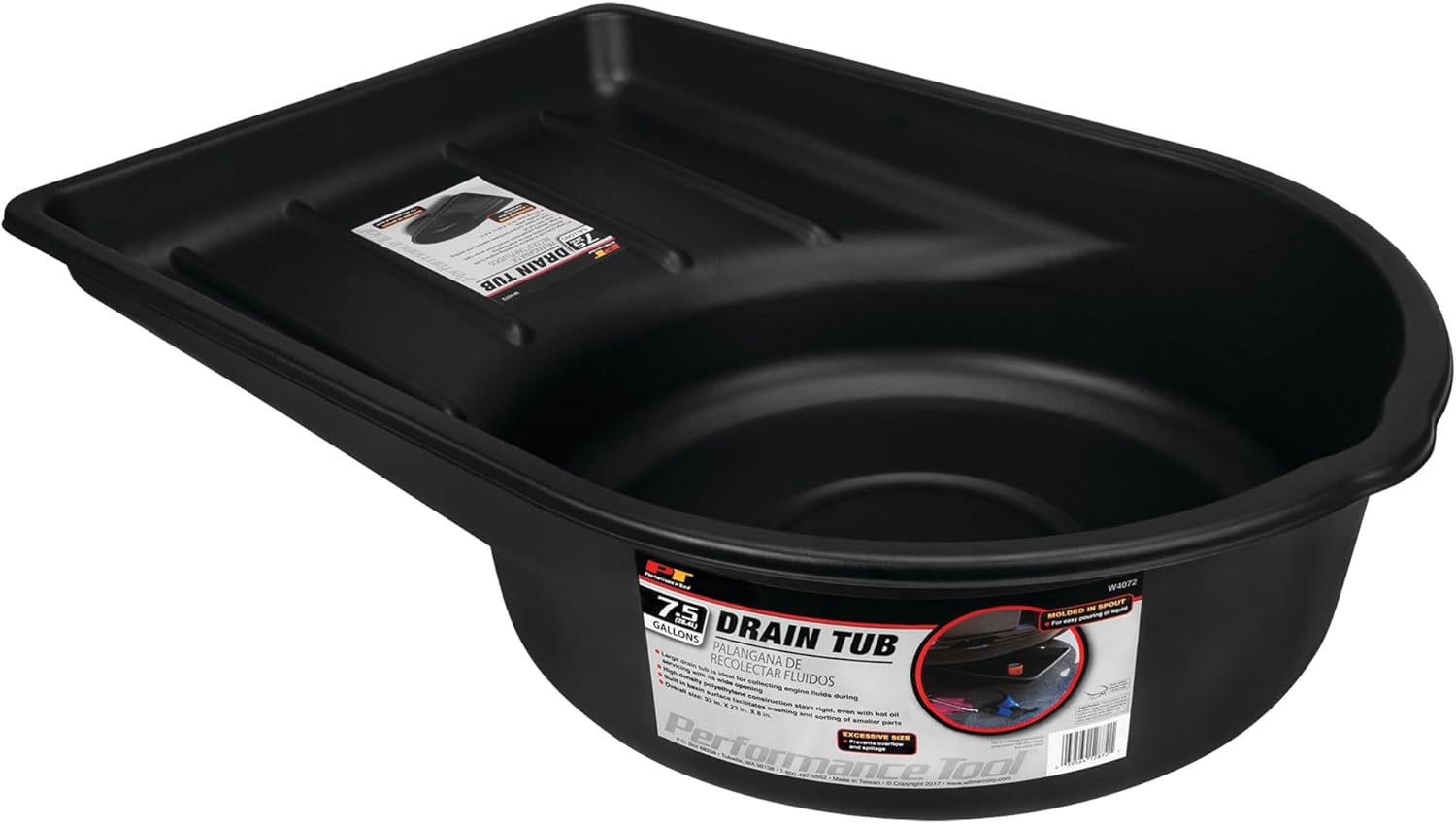 Performance Tool W4072 Bandeja de drenaje de aceite portátil extra grande de 7.5 galones, (28.4 L)