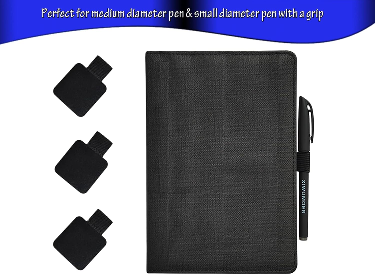 10 soportes para bolígrafos, soporte autoadhesivo para bolígrafos, soporte de acero inoxidable, clips para bolígrafos, lazo elástico para cuadernos,