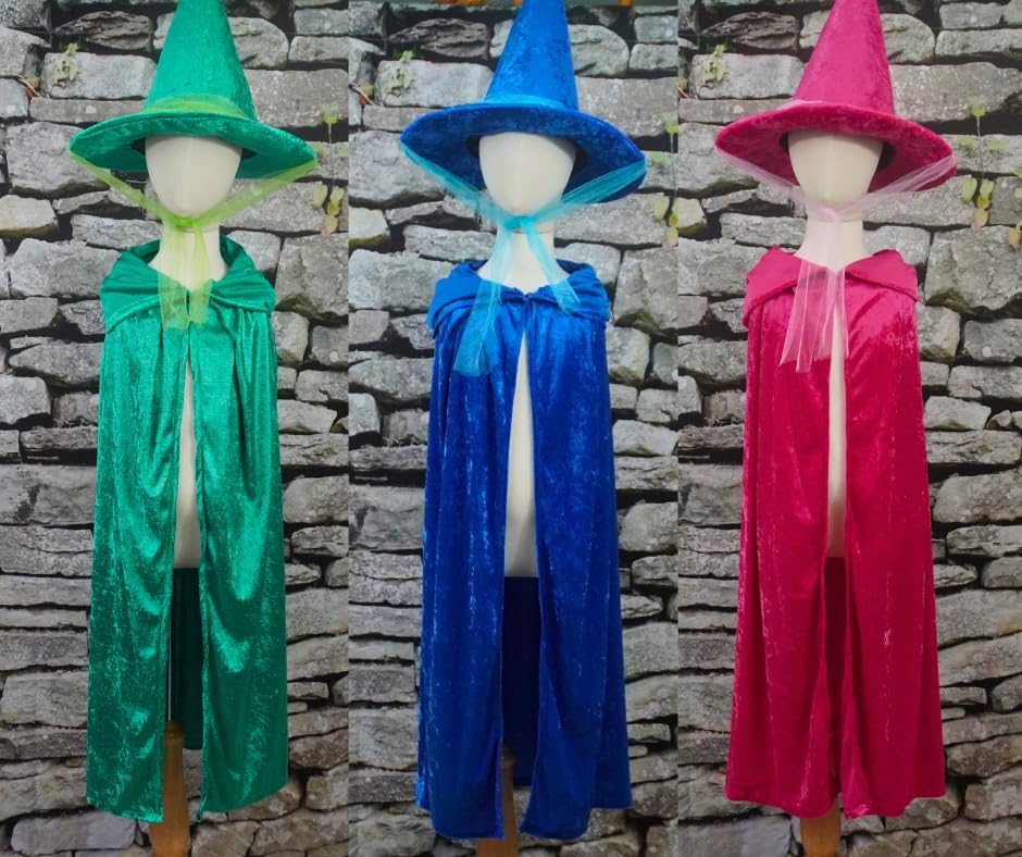 Sleeping Beauty Good Fairy Costume Sets (Hats and Capes) – Kids, Teen, Adult and Plus Sizes (Plus Size, Blue)