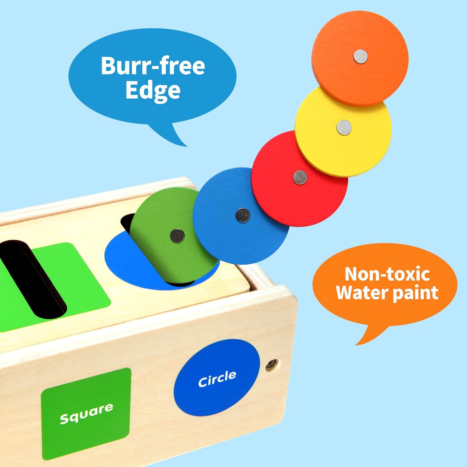 Montessori Toys – Caja de clasificación de formas de color de madera para niños pequeños de 1 a 3, bloques geométricos a juego para aprendizaje