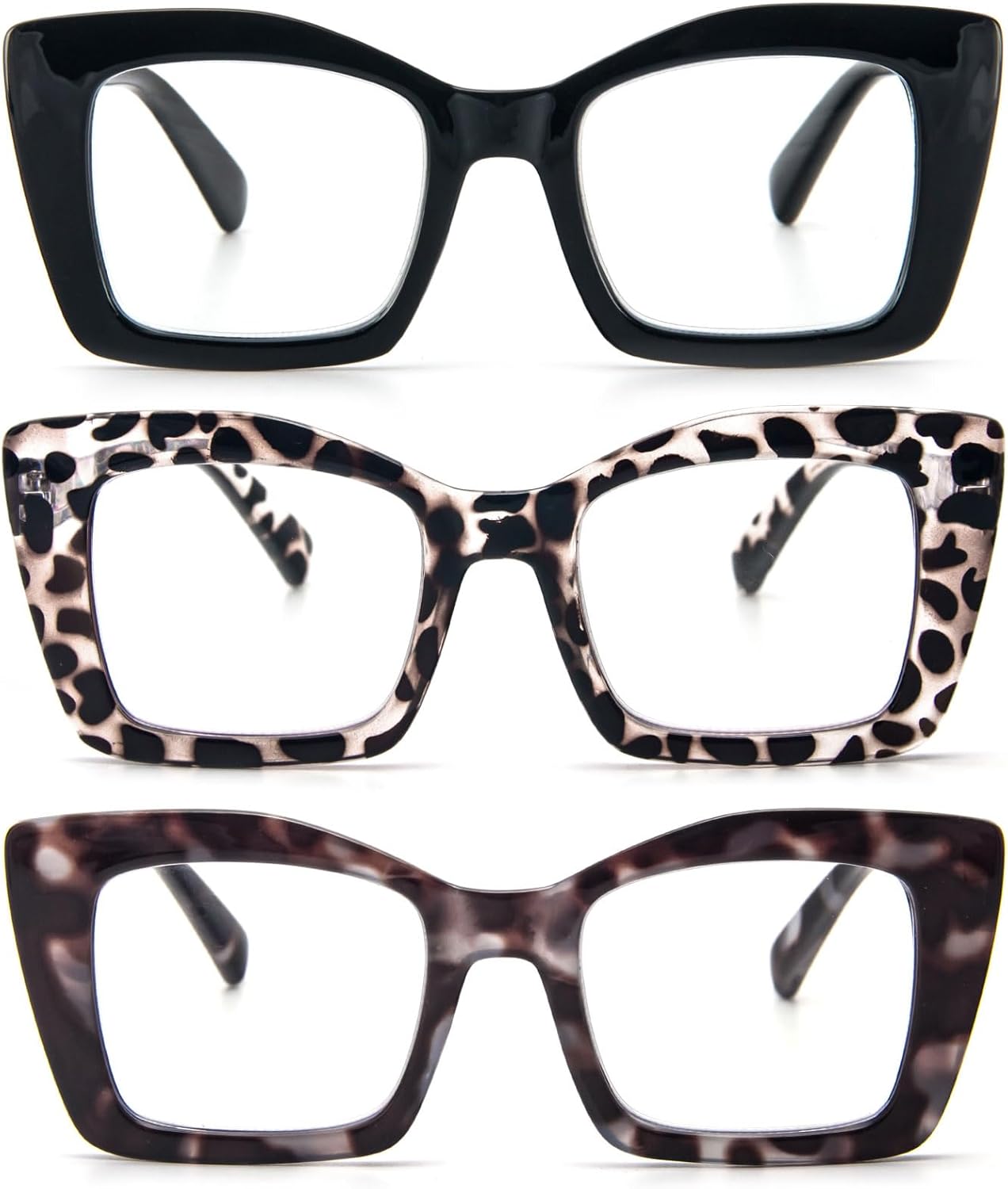 DXYXYO Lentes de lectura cuadrados de gran tamaño para mujer, bloqueo de luz azul, estilo Oprah, marco grueso, lectores con bisagra de resorte