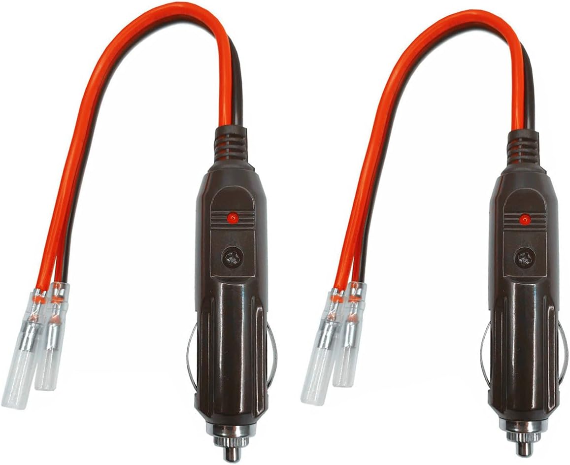 LECODO Enchufe macho de repuesto para encendedor de cigarrillos de 12 V y 24 V con cables, accesorios de fuente de alimentación, cable adaptador de