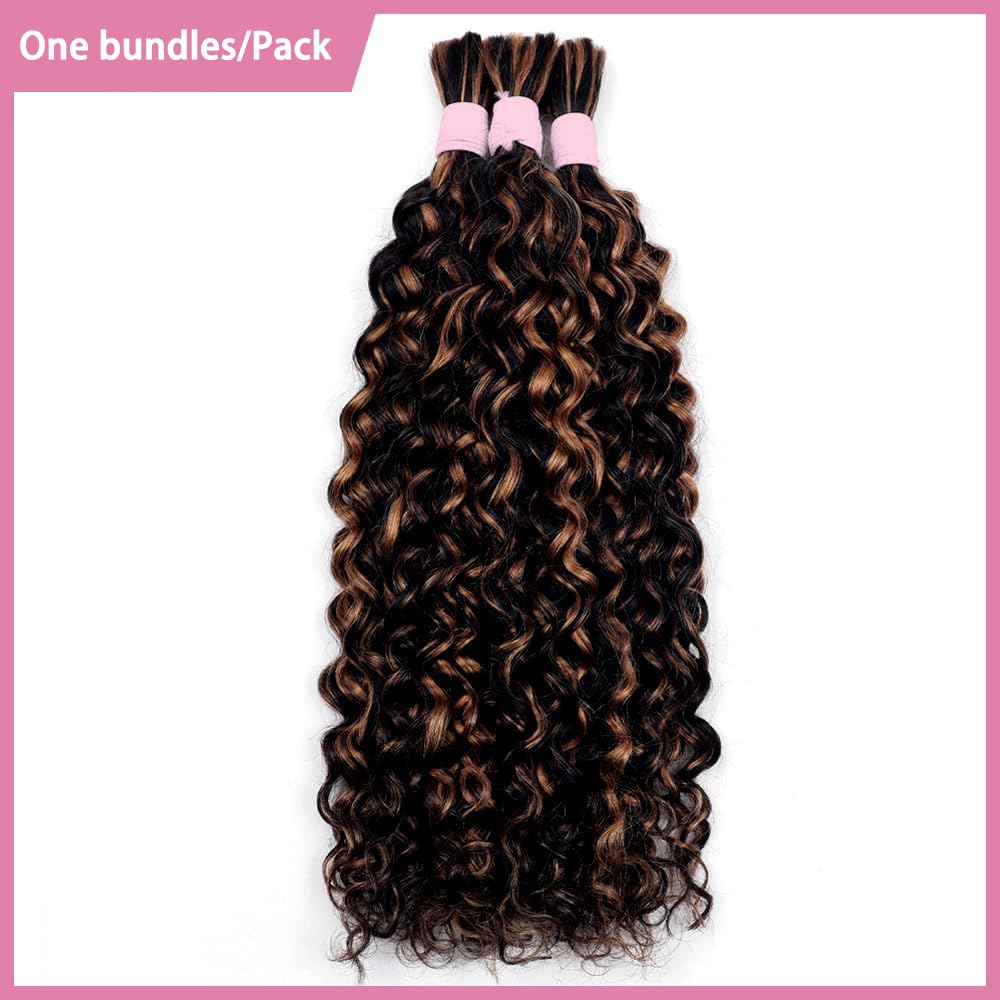 Cabello humano a granel de agua para trenzar, 3.53 oz (un paquetepaquete) Cabello humano virgen rizado trenzado para trenzas bohemias sin nudos, sin