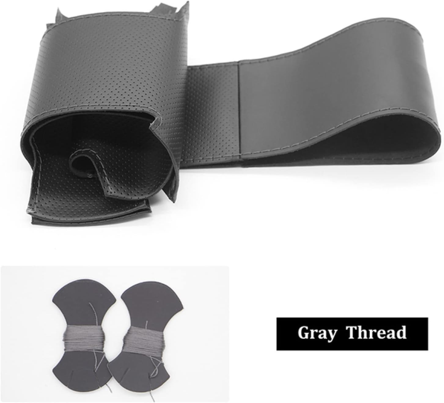 Hand-Stitched Black Leather Car Steering Wheel Cover, for Kia Ceed Cee’d 2012-2017 for Cerato 2013-2017 DIY Breathable Steering Wheel Covers