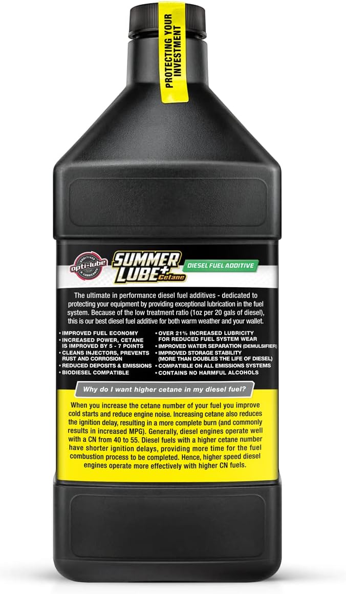 Opti-Lube Summer+ Formula Aditivo para combustible diesel cada cuarto trata hasta 640 galones de combustible diésel (1 cuarto de galón (640 galones))