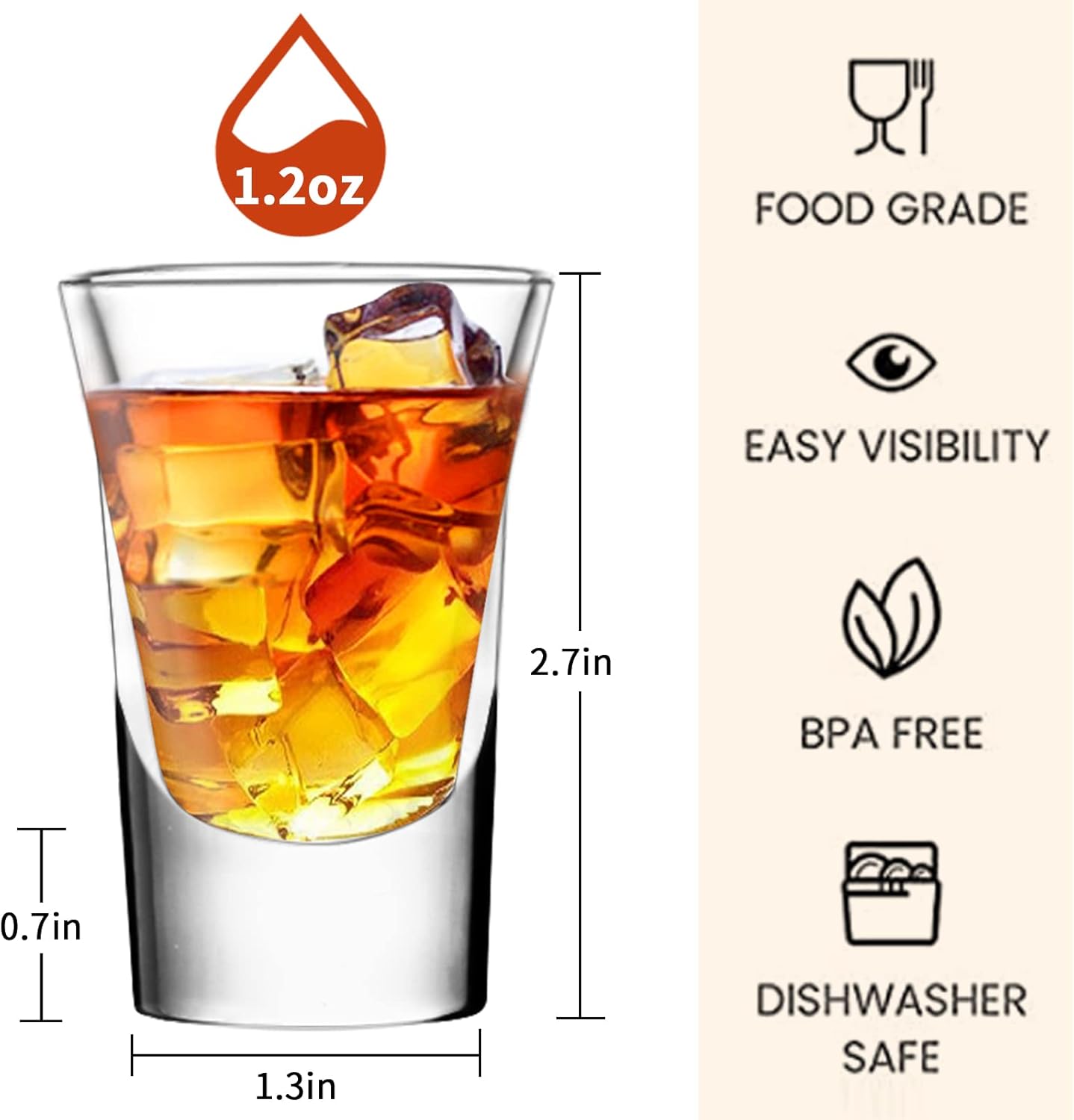 SuproBarware Juego de vasos de chupito transparentes de 24 a 1.2 onzas líquidas con base pesada, vasos de chupito de roca a granel para cócteles,