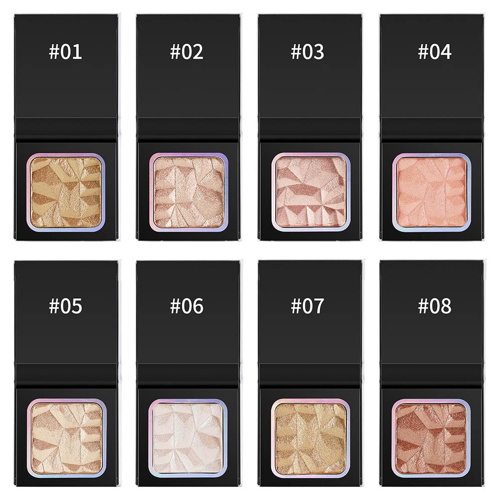 Ynzon Paleta de resaltadores faciales con purpurina brillante, paleta de contorno natural nude brillante, iluminador de maquillaje de alto brillo,