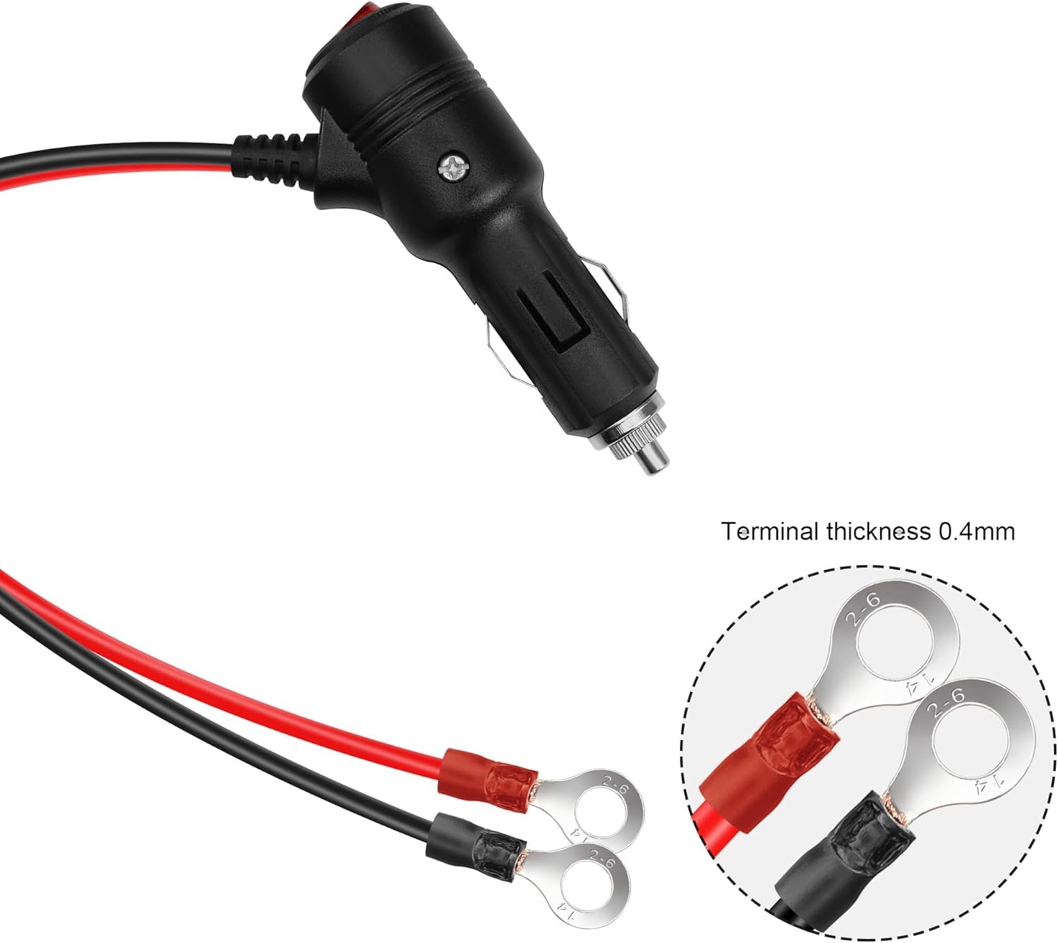 GELRHONR Encendedor de cigarrillos macho a terminal de anillo O con cable adaptador de interruptor de encendido y apagado, cable de extensión de
