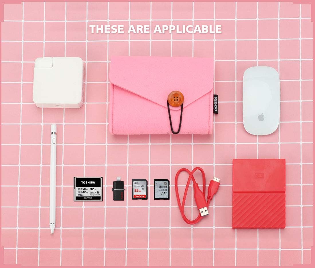 NIDOO Bolsa de almacenamiento portátil de fieltro, accesorios electrónicos Funda protectora para MacBook adaptador de corriente, mouse, teléfono