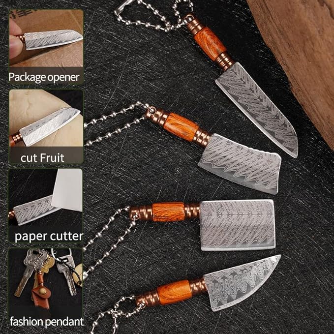 Liberal Brightdeer Juego de mini cuchillos, mini juego de cuchillos de bolsillo, cuchillo pequeño mini cuchillo de chef EDC con funda para abridor