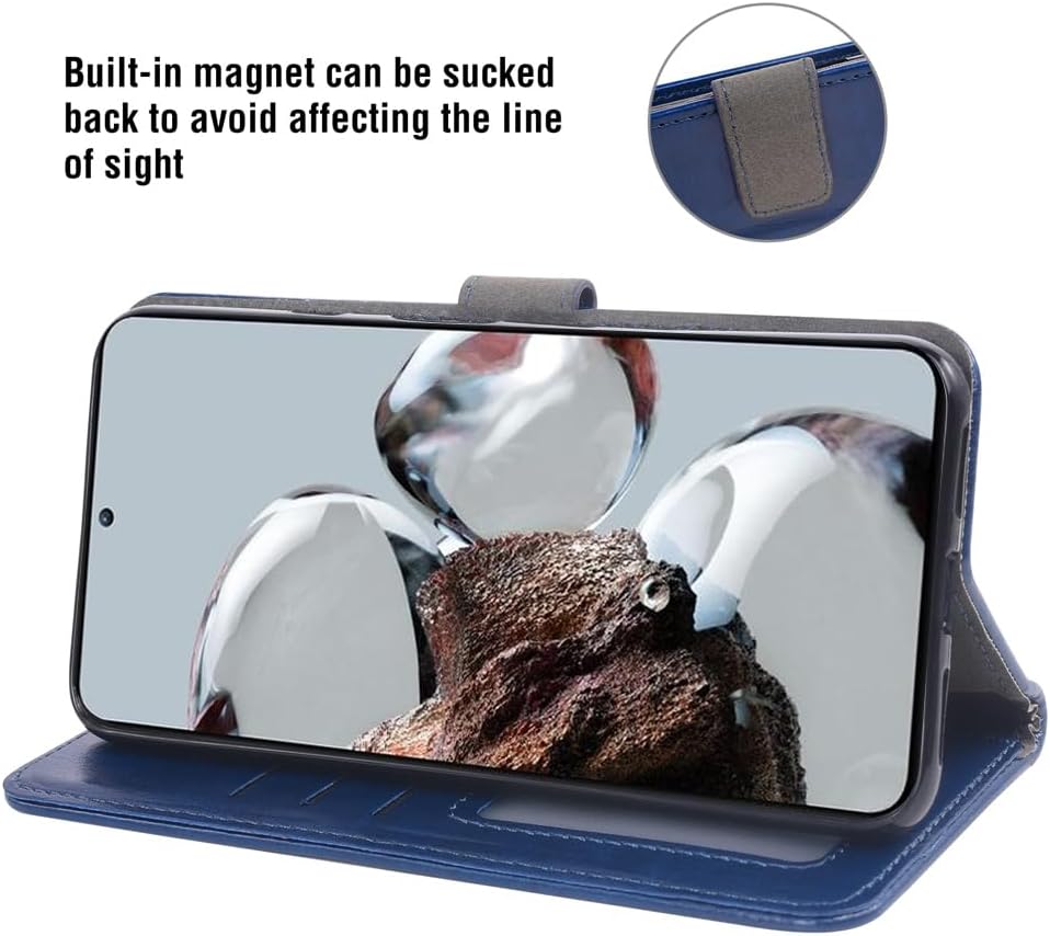Asuwish Compatible con Xiaomi 12T12T Pro 5G Wallet Case Protector de pantalla de vidrio templado y cubierta de cuero con tapa para tarjetero,