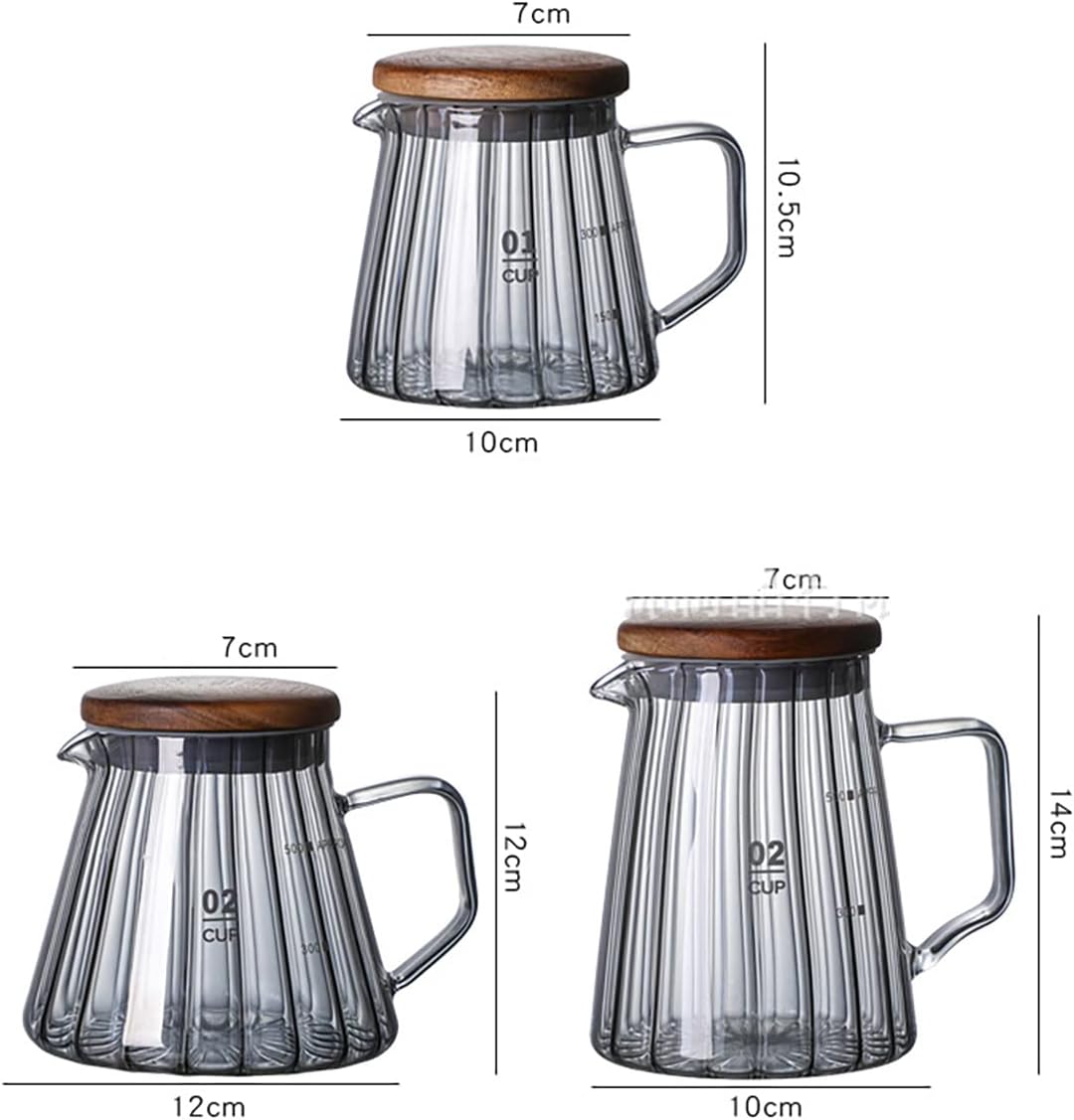 Elegante jarra de crema de vidrio en forma de ola, jarra de crema de leche para café, juego de servir con mango y tapa de madera, olla transparente,