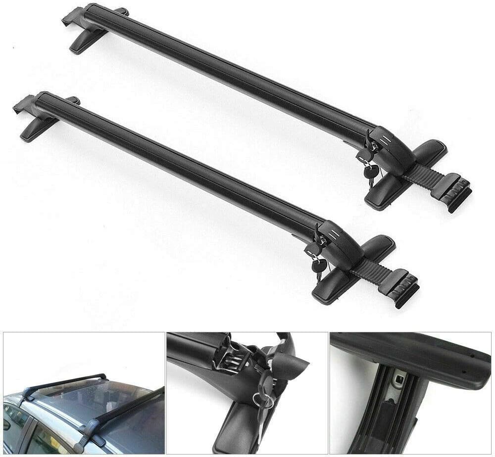 Barras transversales de aluminio ajustables universales de 43.31 pulgadas para portaequipajes con bloqueo antirrobo, capacidad de carga de 165