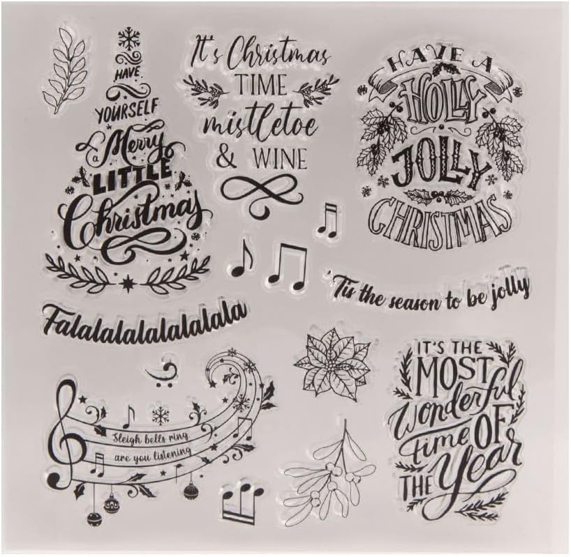 Sello transparente de silicona transparente con texto en inglés “Merry Christmas” para álbumes de recortes, diario, fabricación de tarjetas