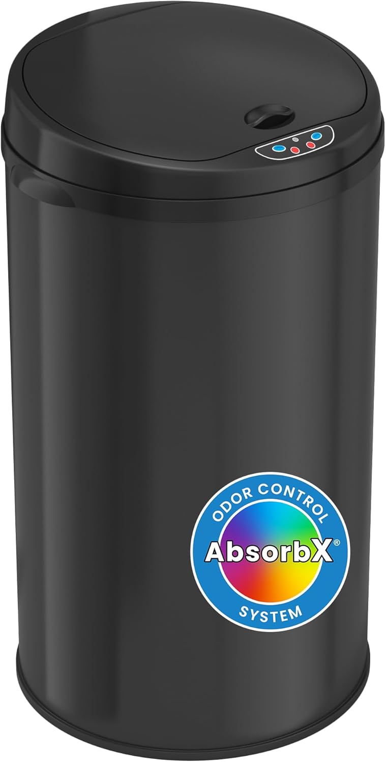 iTouchless Cubo de basura de acero, perfecto para el hogar, cocina, oficina, cubo de basura con sensor sin contacto de 8 galones con sistema de