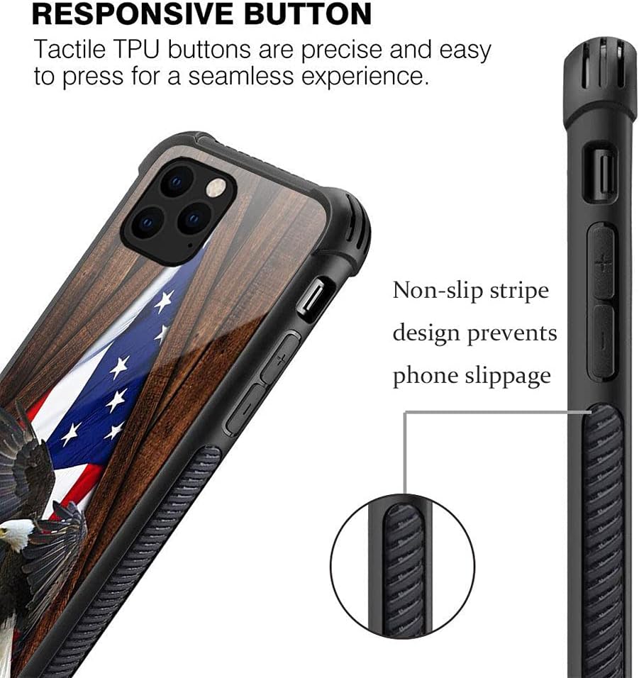DJSOK Funda compatible con iPhone 11 Pro Max, funda de bandera estadounidense de águila para iPhone 11 Pro Max, fundas para hombres y niñas, a