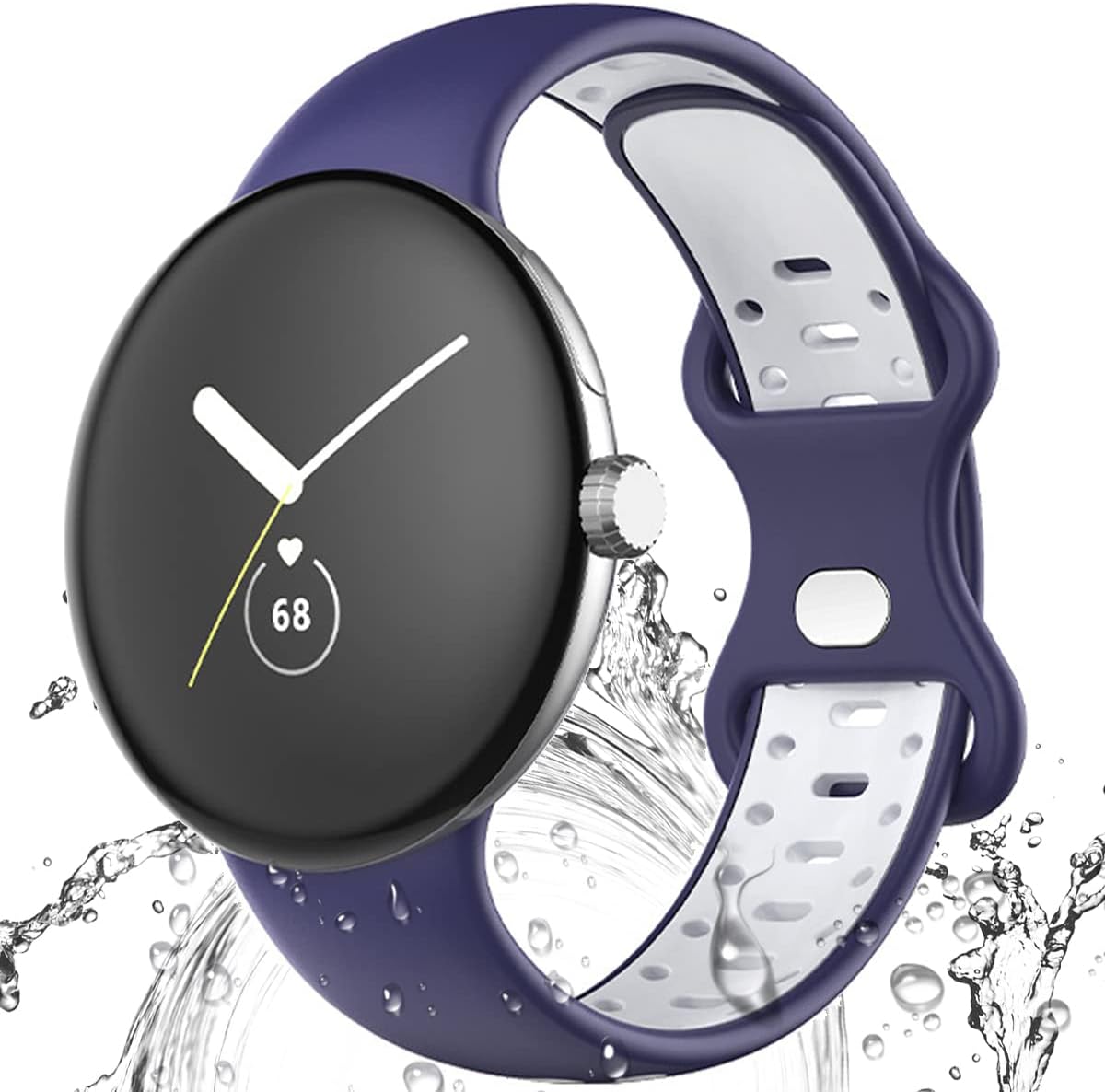 Miimall Compatible con Google Pixel Watch, correa deportiva de silicona suave impermeable para Google Pixel Watch 2022 para mujeres y hombres