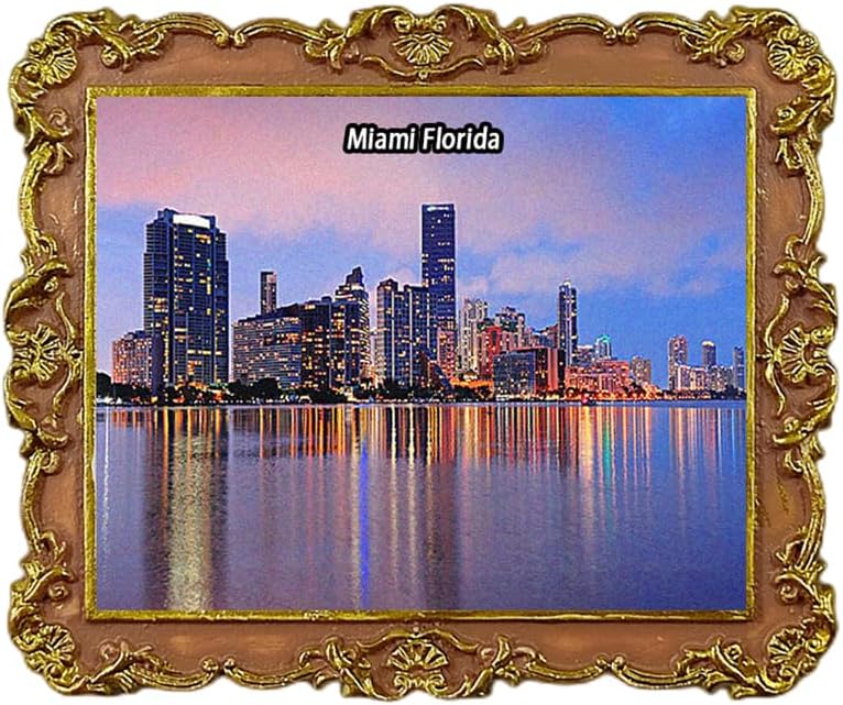 Miami Florida USA – Imán para refrigerador 3D, recuerdo de viaje, decoración de nevera, etiqueta engomada magnética, colección artesanal