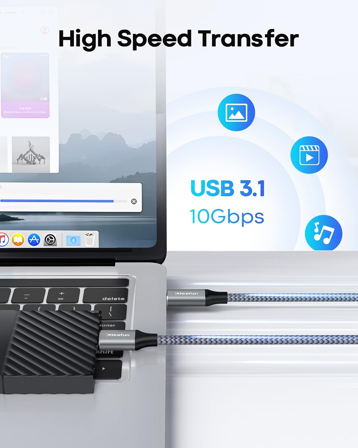 CLEEFUN Cable USB C a Micro B de 1.5 pies, cable de disco duro micro B a USB C de 10 Gbps para disco duro externo, Seagate, WD, Toshiba, Westgate y