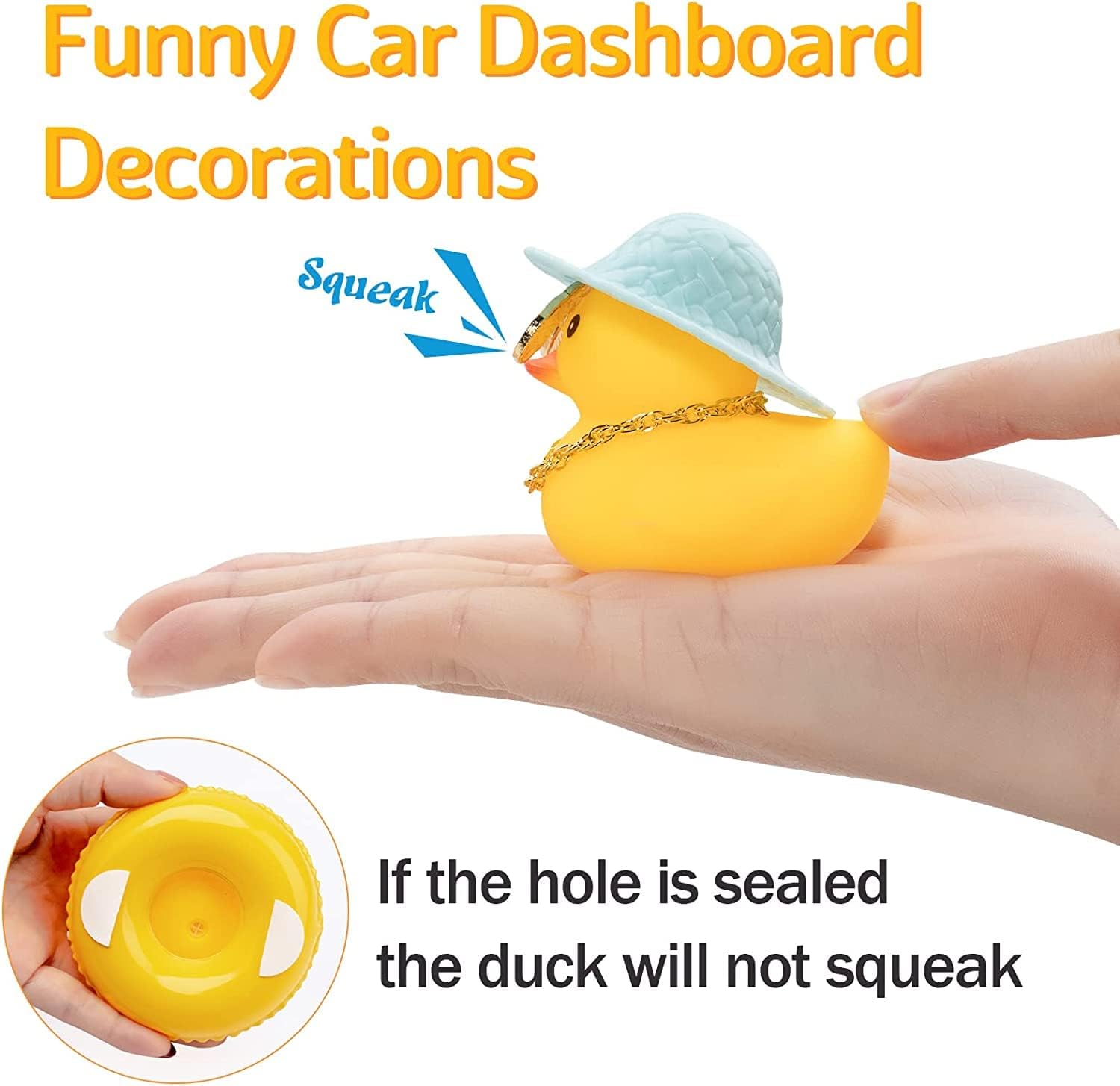 wonuu Adorno de pato para automóvil, decoración de tablero de goma para tablero de automóvil, accesorios con anillo de natación, gafas de sol,
