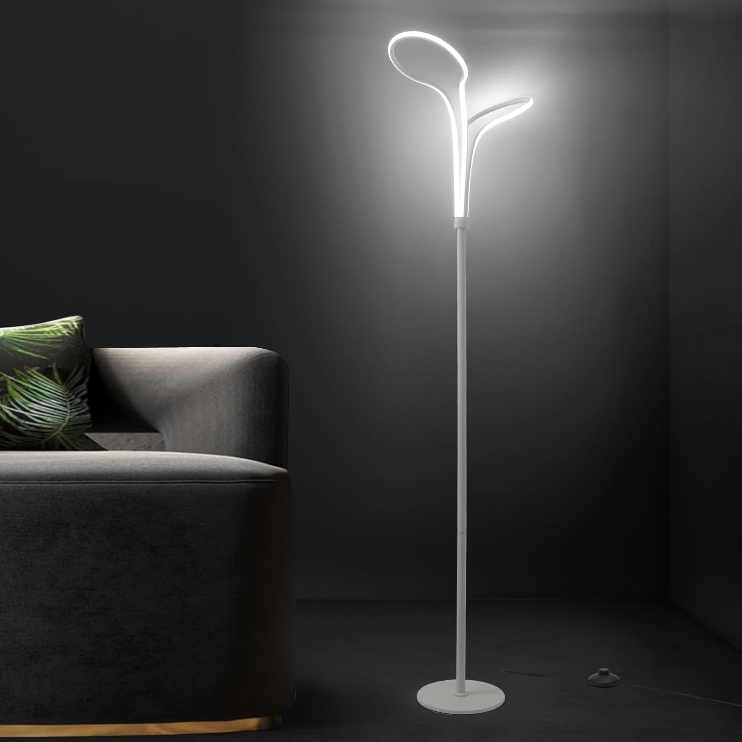 Lámpara de pie, lámparas de pie LED modernas para sala de estar, 40W-2500LM-3Color Lámpara de pie regulable remota, lámpara de pie blanca grande de