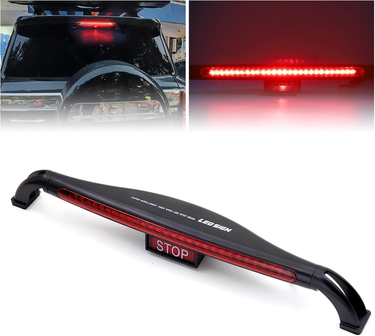 Ygmylandbb Tercera luz de freno LED, tercera luz trasera de freno de montaje alto, barra de luz roja universal para remolque, para automóvil, SUV,