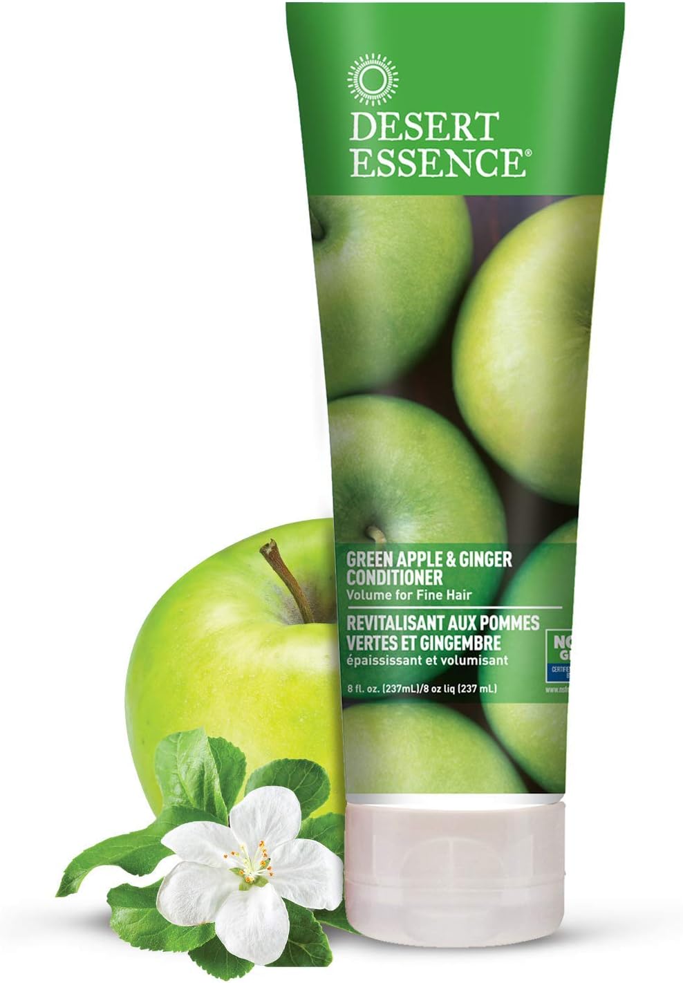 Desert Essence Green Apple & Ginger Champú y acondicionador  8 onzas líquidas  Volumen para cabello fino  Natural  Hidratante profundo