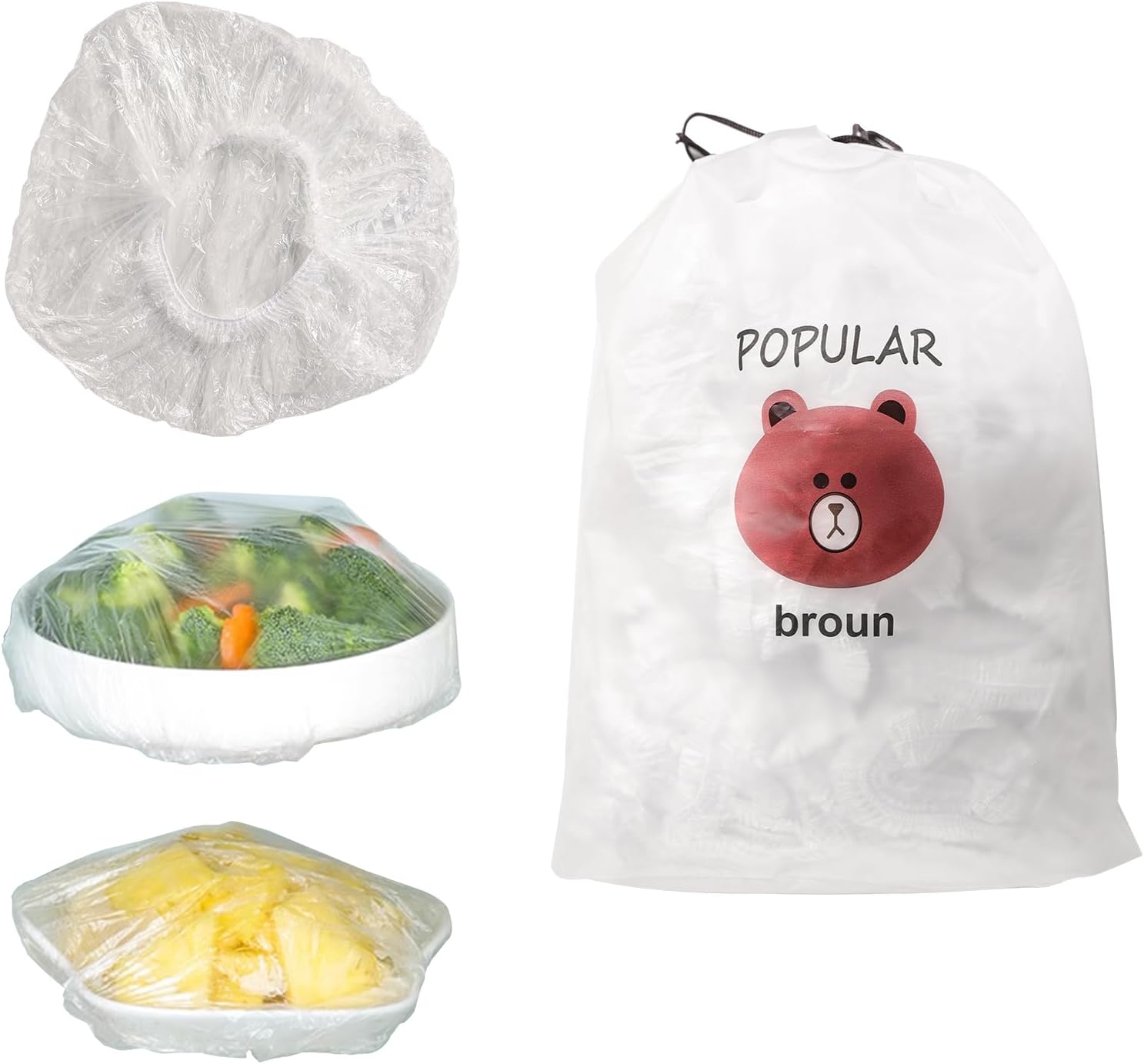 Bolsas de almacenamiento fresco, 300 fundas para alimentos, fundas elásticas reutilizables para almacenamiento de alimentos, sellado de plástico,