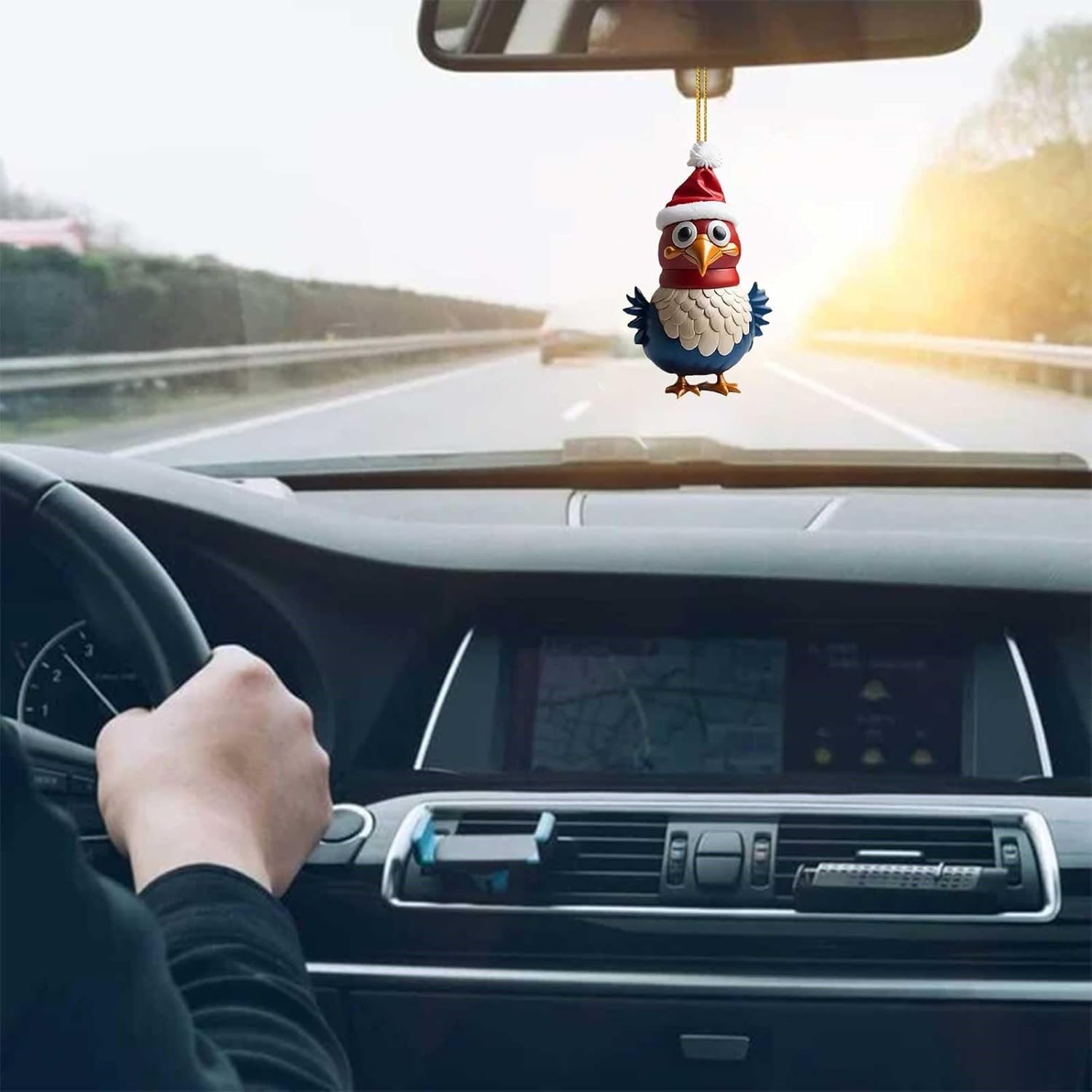 Adorno de pollito para sombrero de Navidad, lindo colgante de acrílico de dibujos animados de pollo de Navidad para decoración del árbol de Navidad,