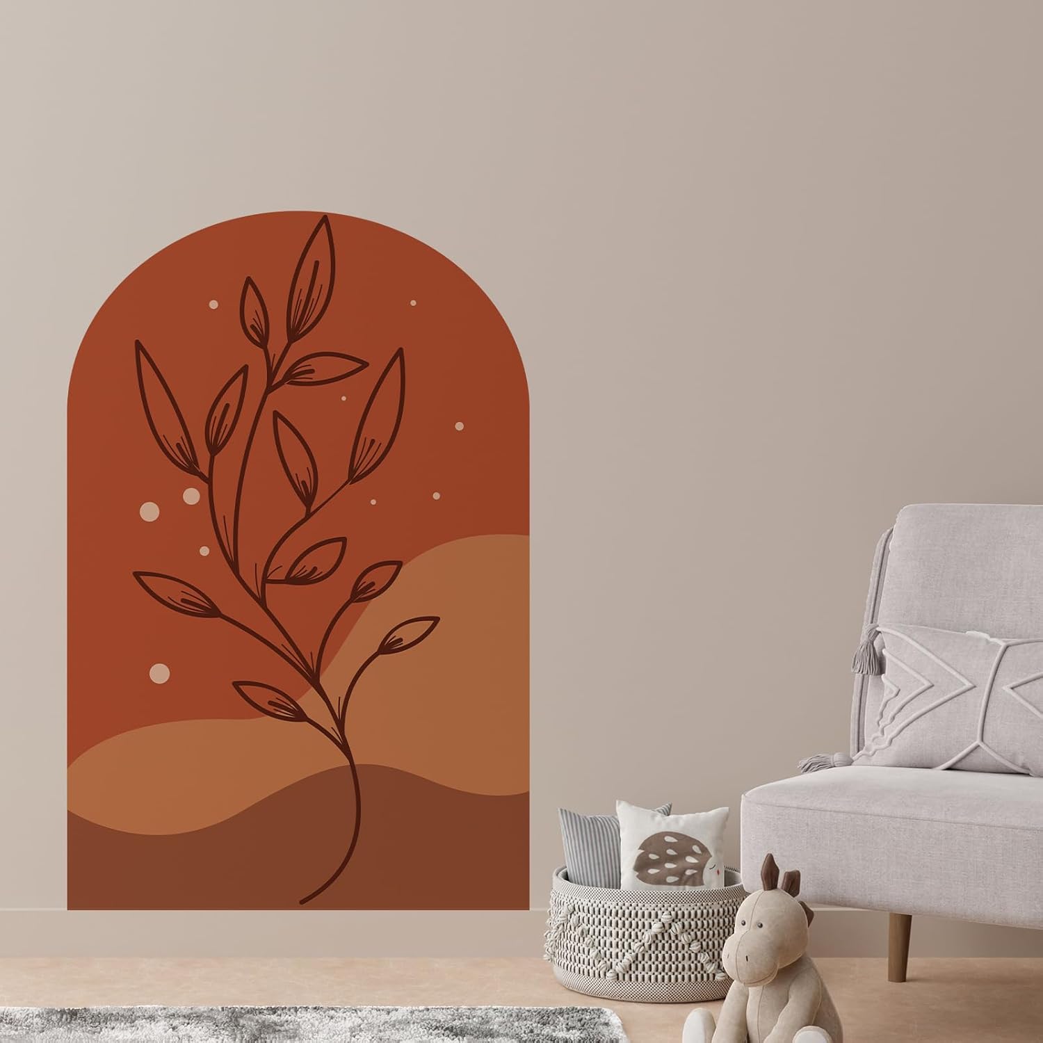 Adhesivo decorativo de pared de arco bohemio, calcomanía de decoración de pared de arco, calcomanía bohemia, calcomanías de pared para sala de