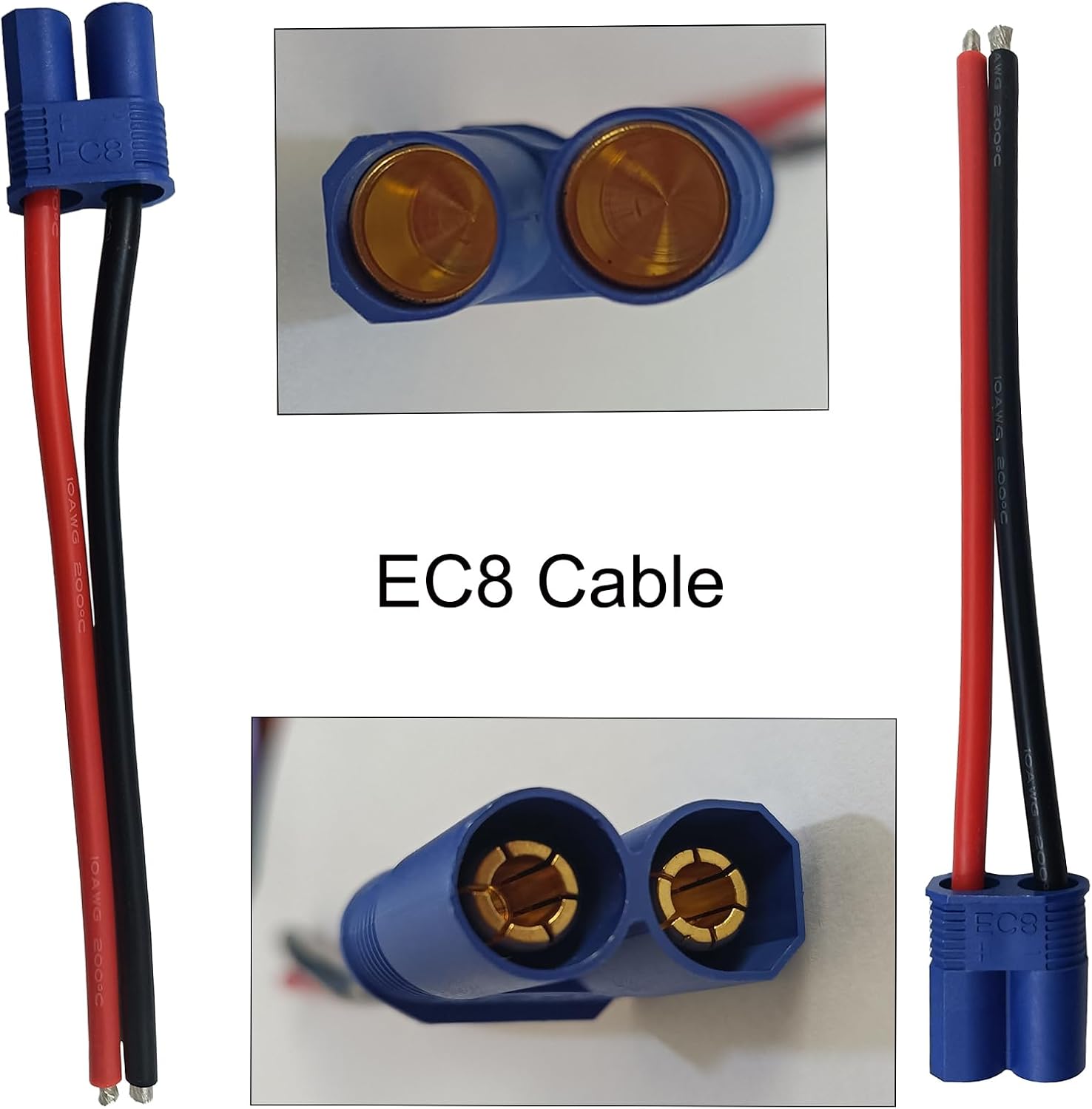 LINSYRC 2 pares EC8 estilo macho y hembra conector adaptador enchufe con 15CM 10AWG cable de silicona para RC Lipo batería