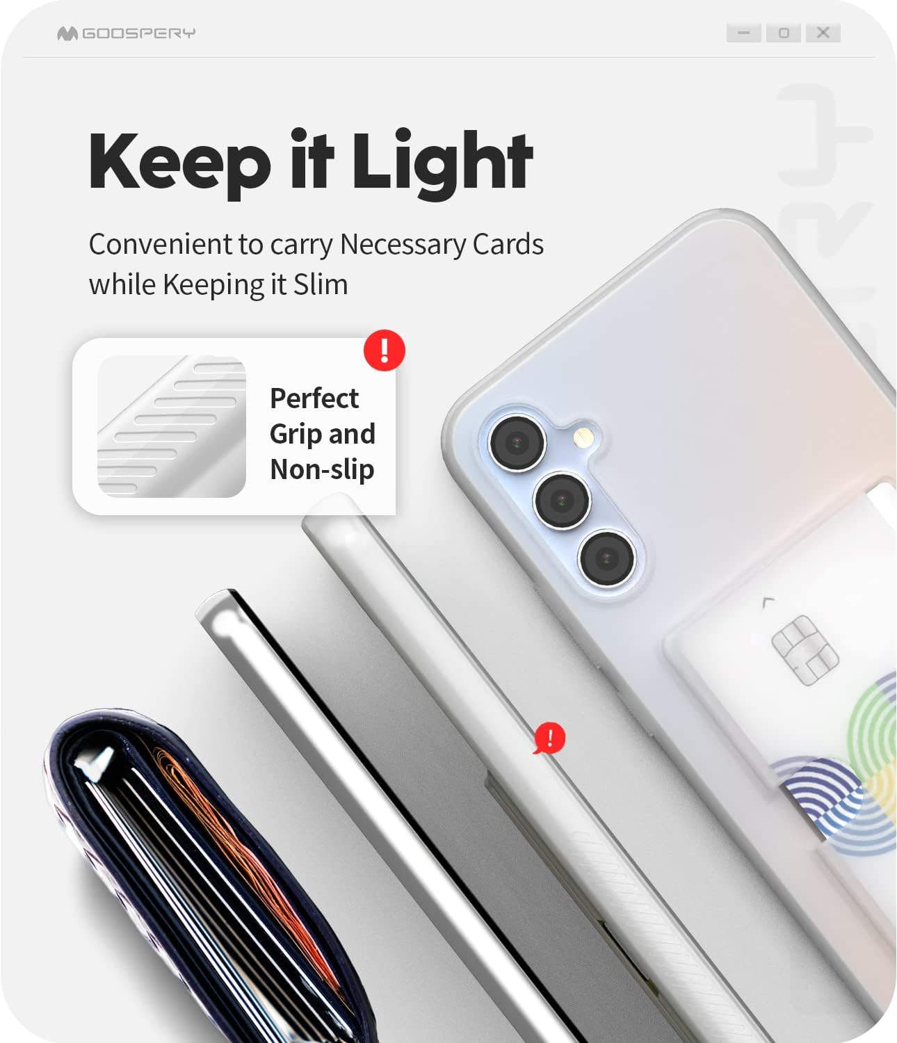 GOOSPERY Rail 2 – Funda para tarjetas con tarjetero compatible con Galaxy A34 5G silicona ligera + protección suave Soporte para tarjetas de