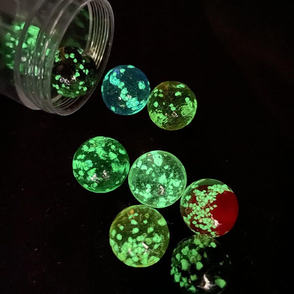 Canicas de vidrio que brillan en la oscuridad, mármoles luminosos multicolor para niños juegos de mármol y decoración del hogar de bricolaje (rojo)