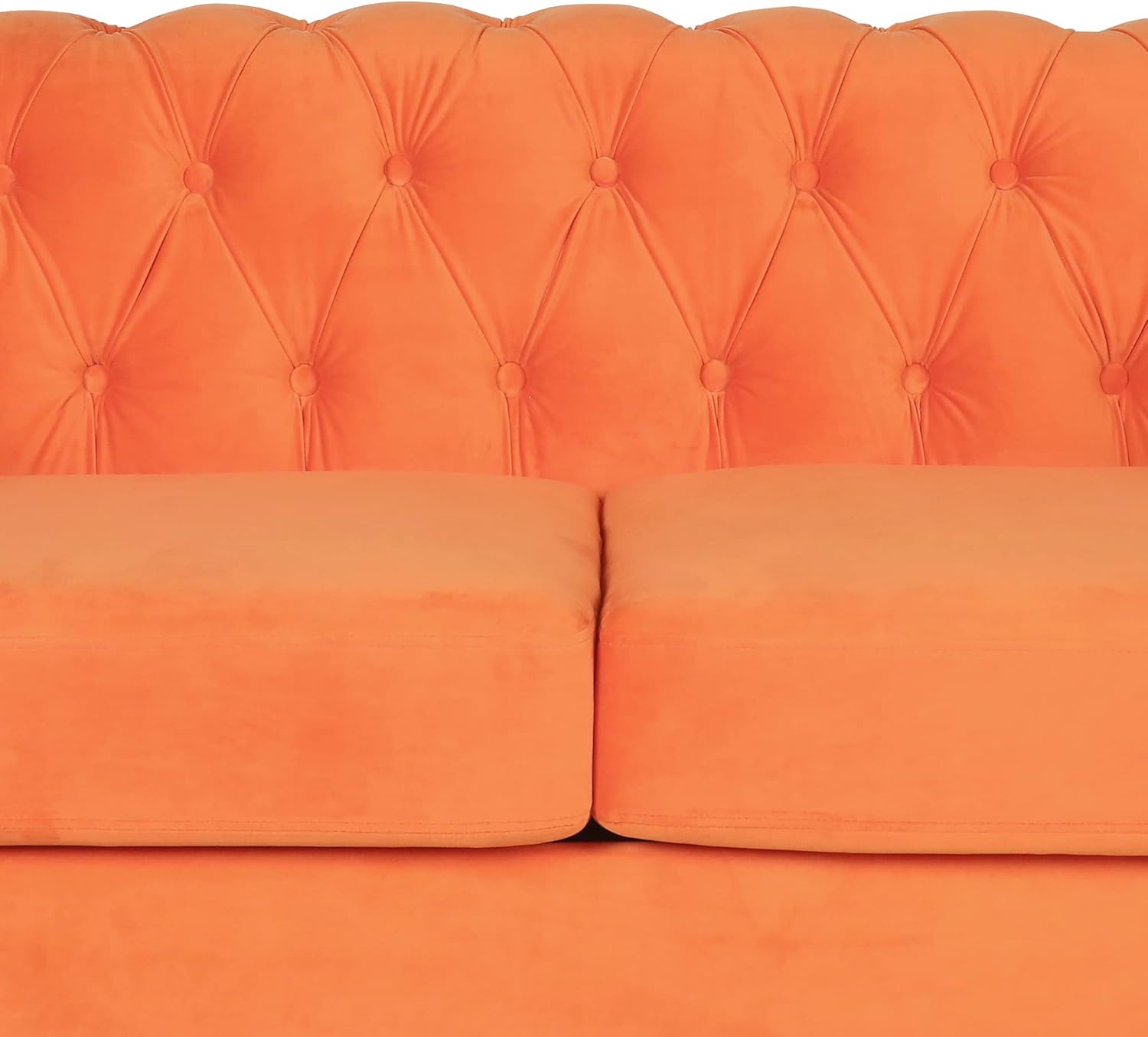 RARZOE Moderno juego de sofá de 2 piezas, naranja, espuma, sofá biplaza y sofá Chesterfield