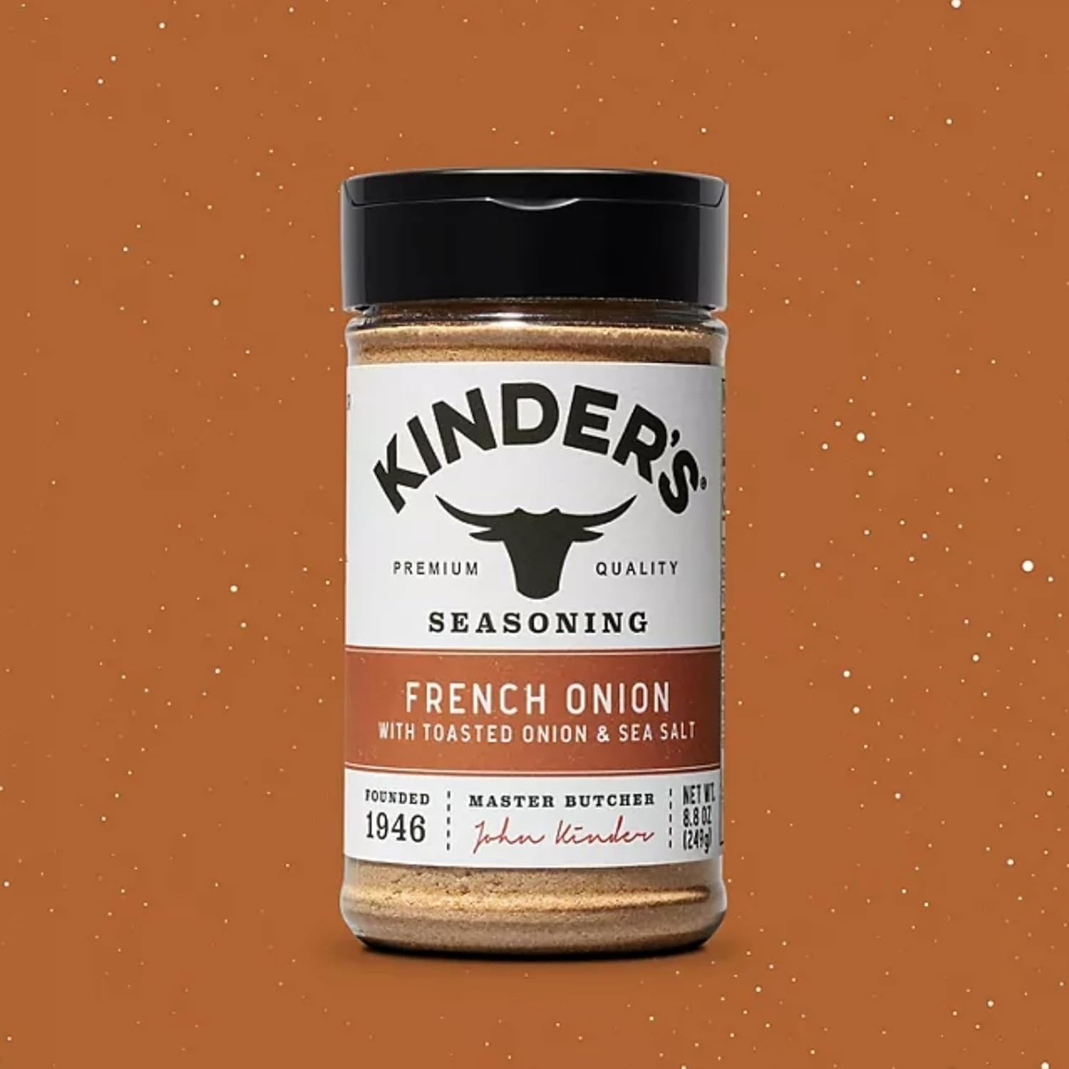 KINDERS – Steakhouse cremoso, cebolla francesa, whisky, manzana, búfalo mantecoso y hierba parmesana son cero calorías, cero grasa, vegano y apto
