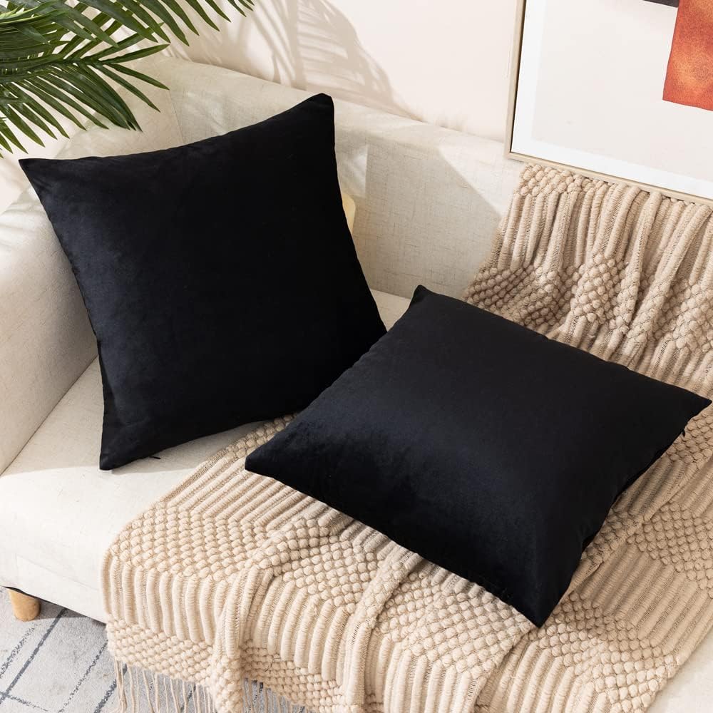 Paquete de 4 fundas de almohada de terciopelo, fundas de almohada suaves de 18 x 18 pulgadas, almohadas para decoración del hogar (22 x 22 pulgadas,